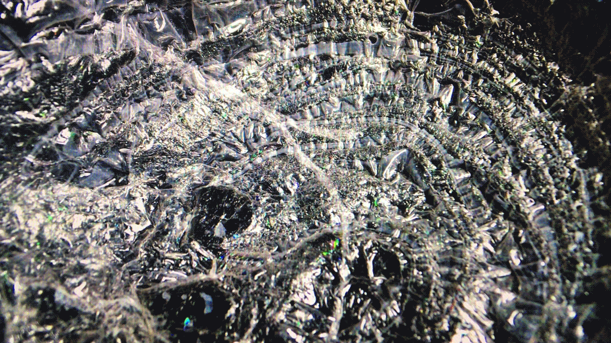 Materiality Experiment - Cured varnish with light projection