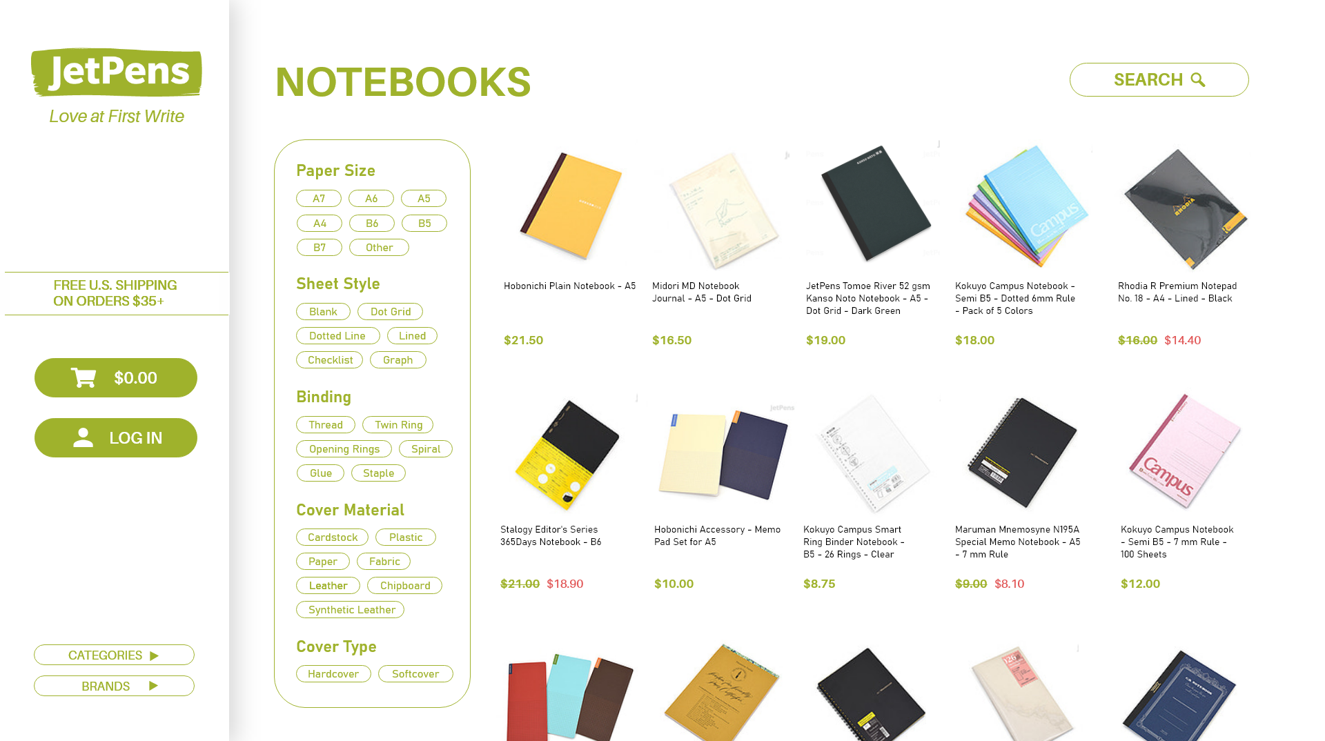 Browsing all available notebooks without selecting filters