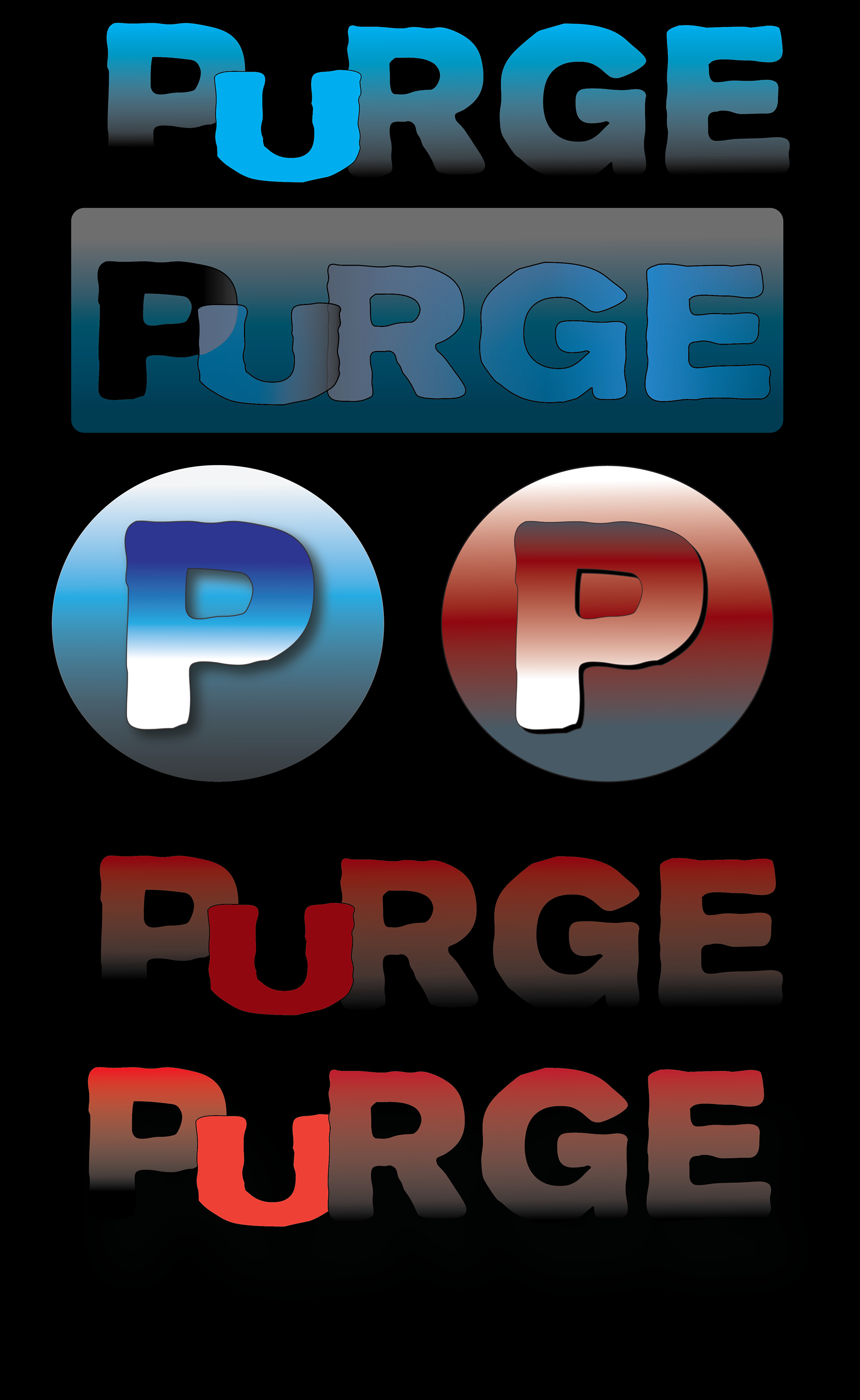 Logotype and button for fictional app "Purge'