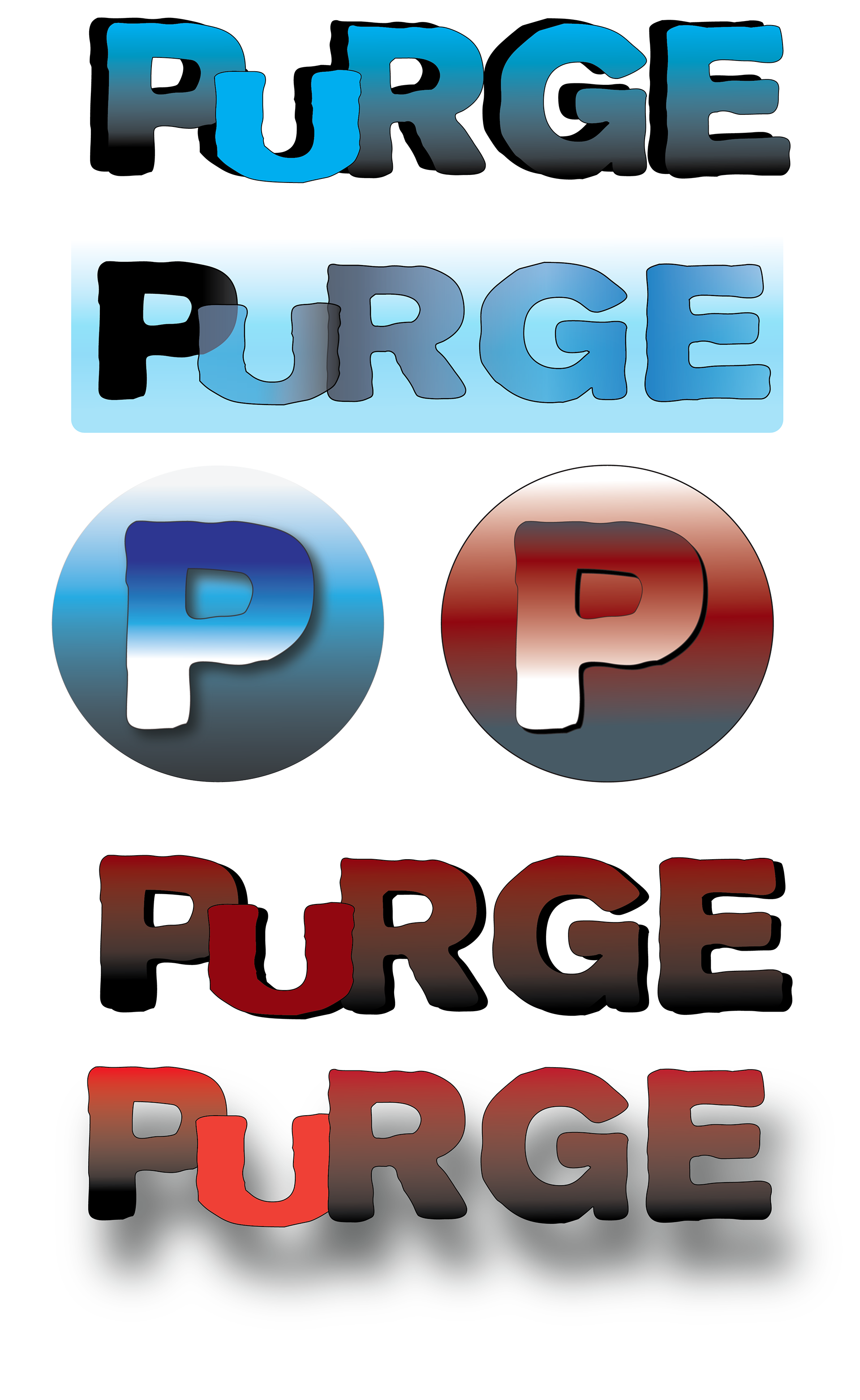 Logotype and button for fictional app "Purge'