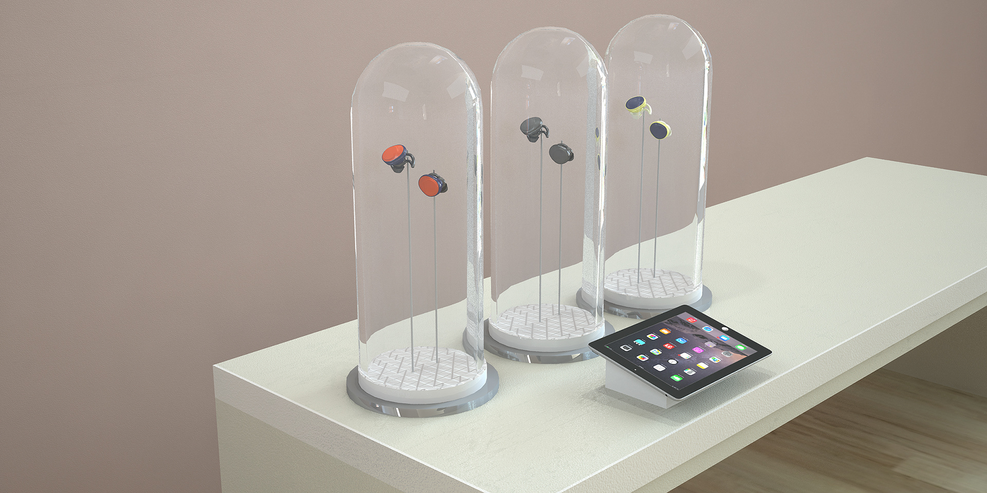 Bose SoundSport Free wireless headphone bell jar concept