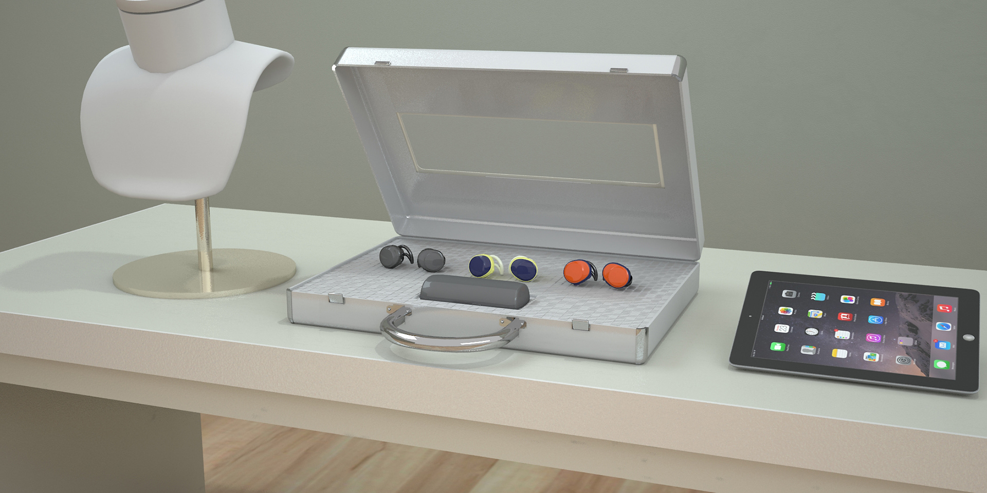 BOSE SoundSport free wireless headphones concept - attache display cases