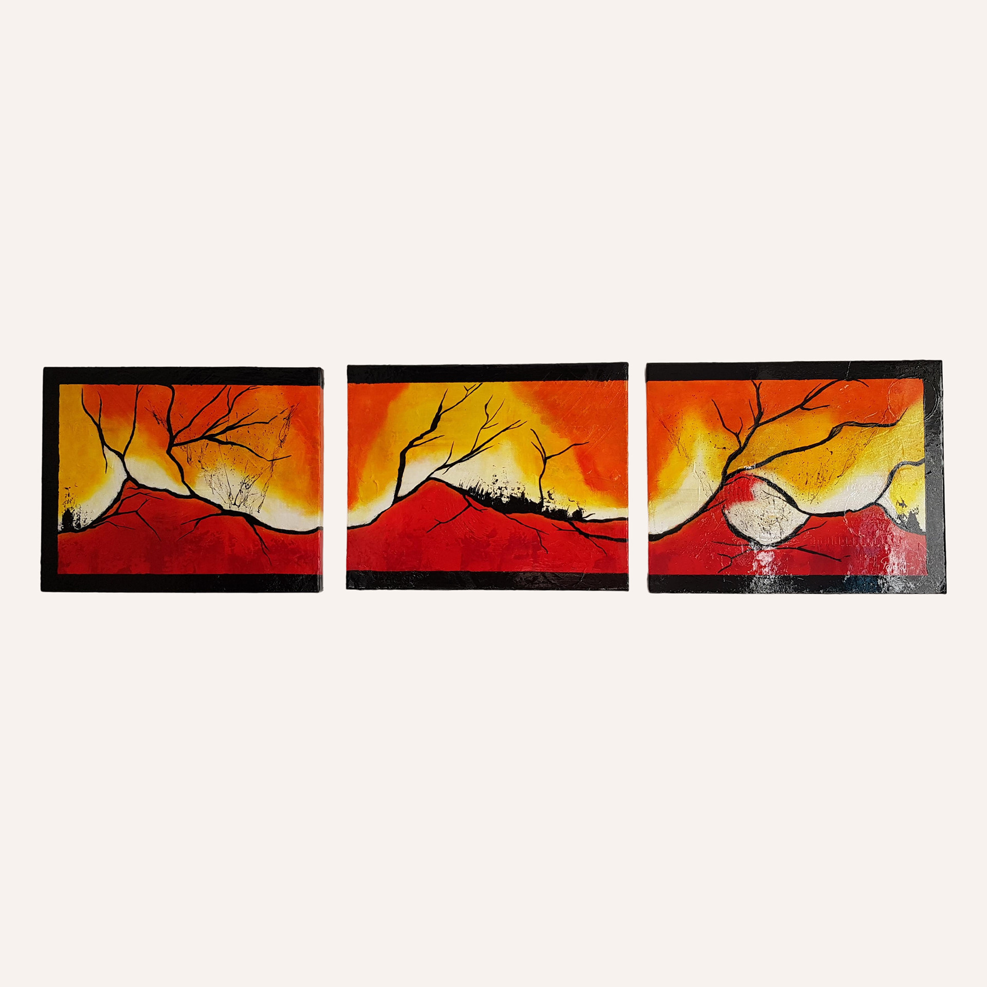 "Magnetism", triptyque, 3x 33x41, 2019. Tarif: 360 euros.