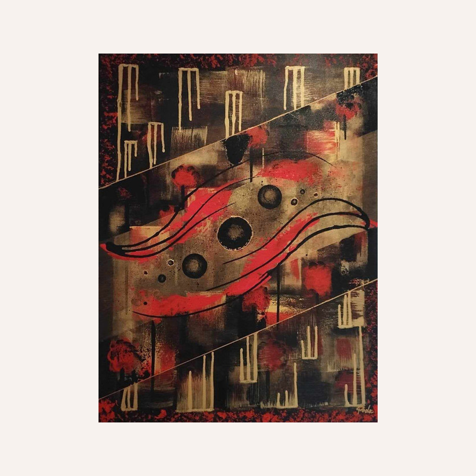 "Spirits", 60x80. 2023. Collection privée. La danse des esprits dans un univers parallèle.