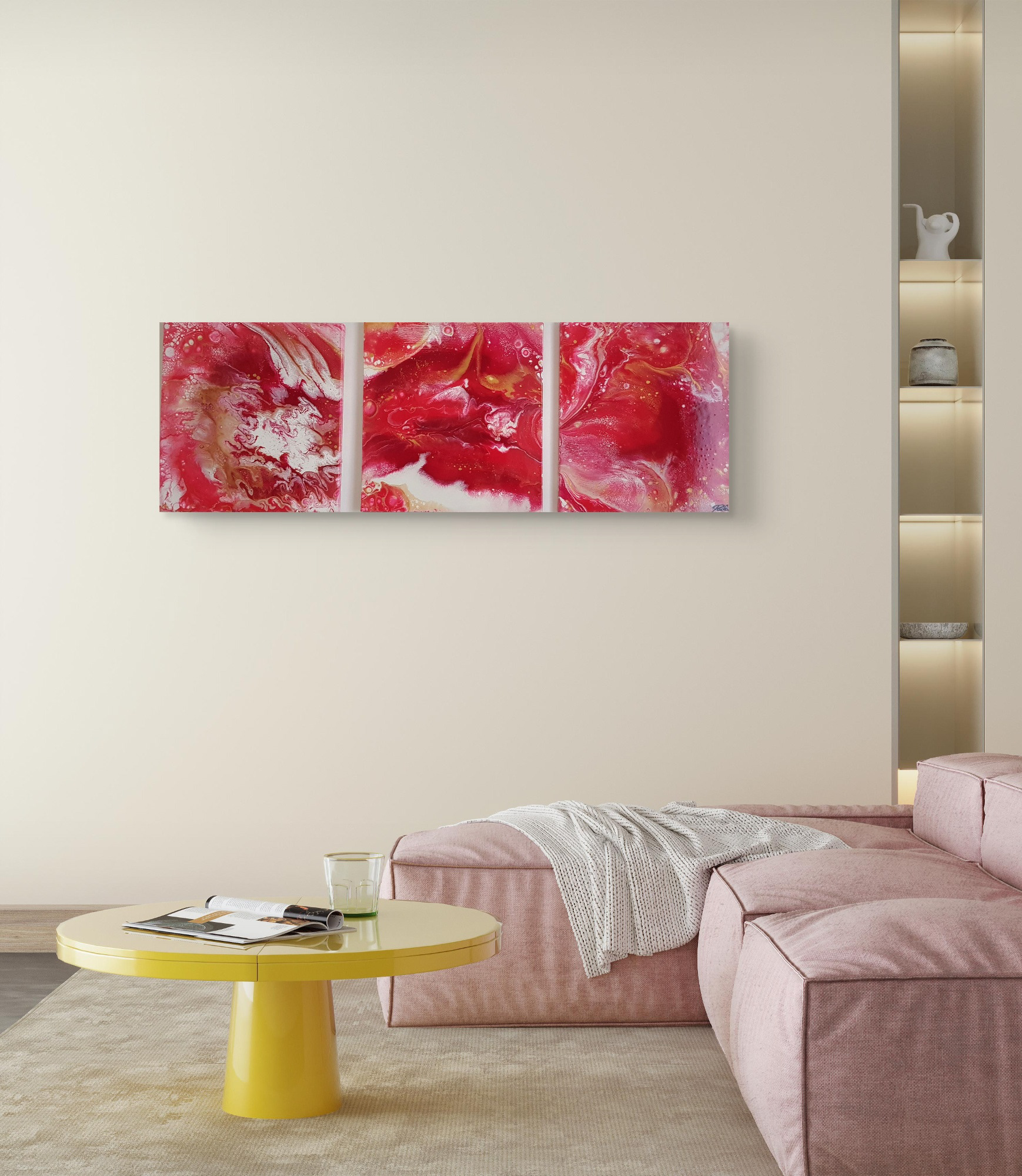 "Like a sweet dream", triptyque, 3x40x40, 2019. Vendu.