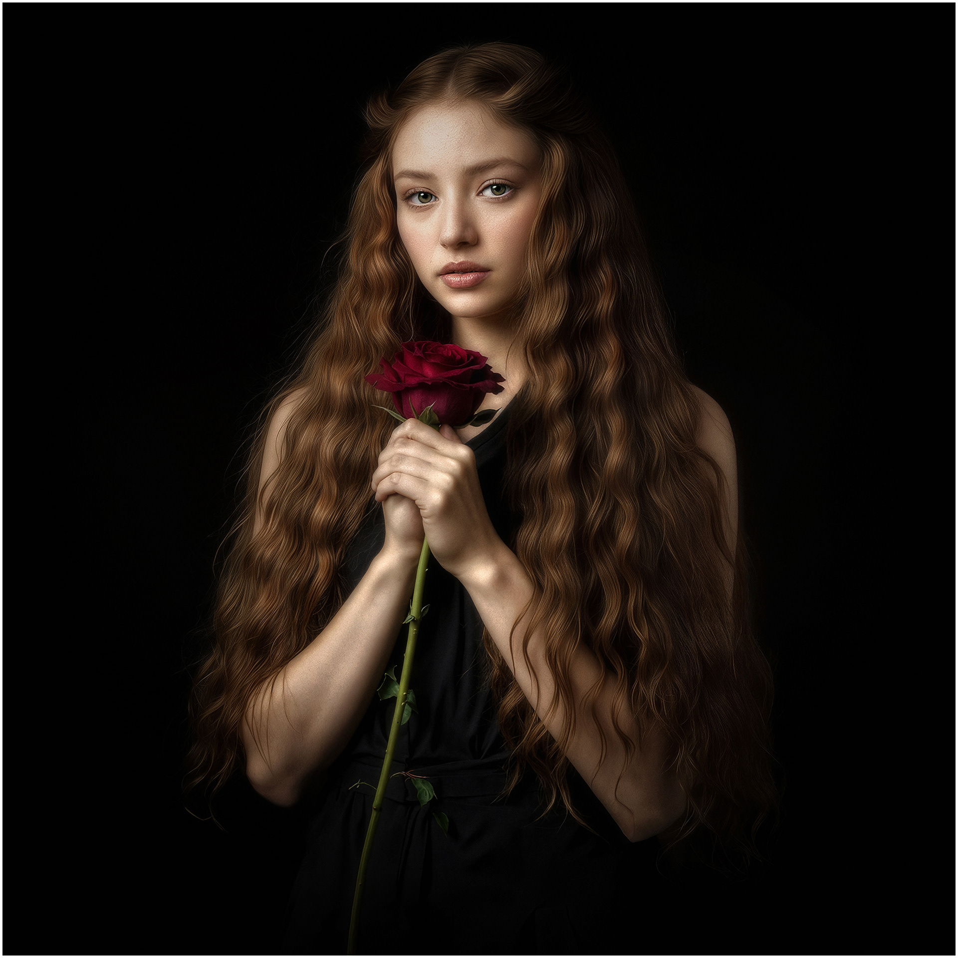 Portrait of Annalisa with a Red Rose