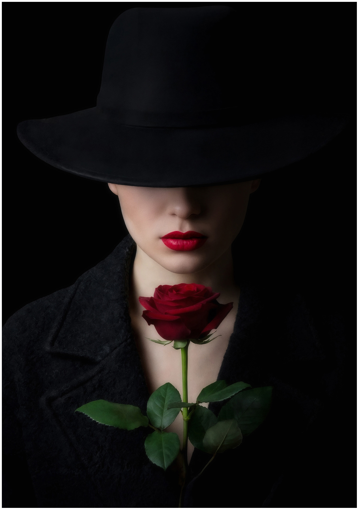 Portrait with Red Rose