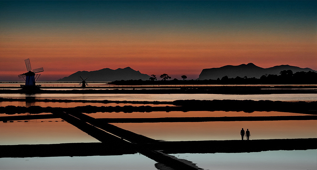 Tramonto sulle saline