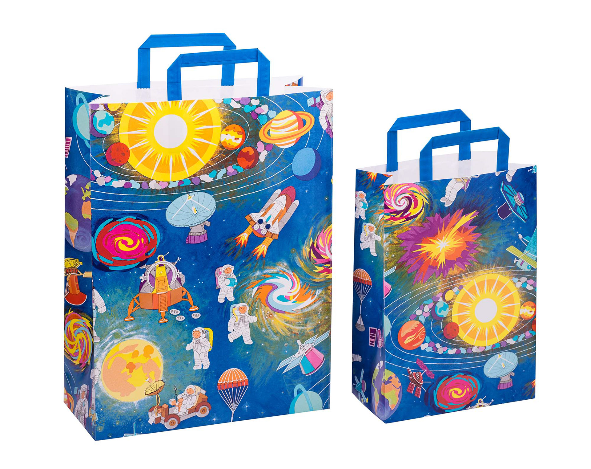 Produktaufname von Papier-Tragetaschen mit außergewöhnlichen Motiven für Kinder. Studio für Produktfotografie - Fotograf Frankfurt Klaus Ohlenschlaeger