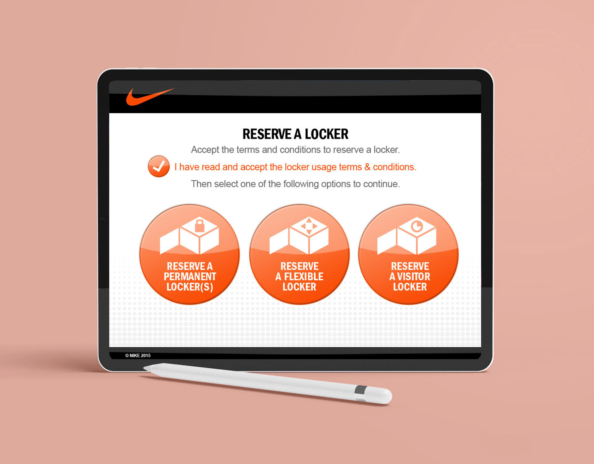NIKE parcel locker user interface