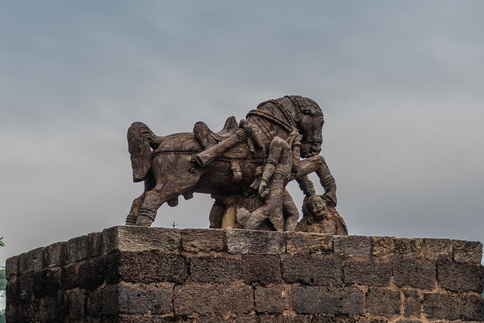 A Weathered horse sculpture at Sun temple, Konark, Odisha