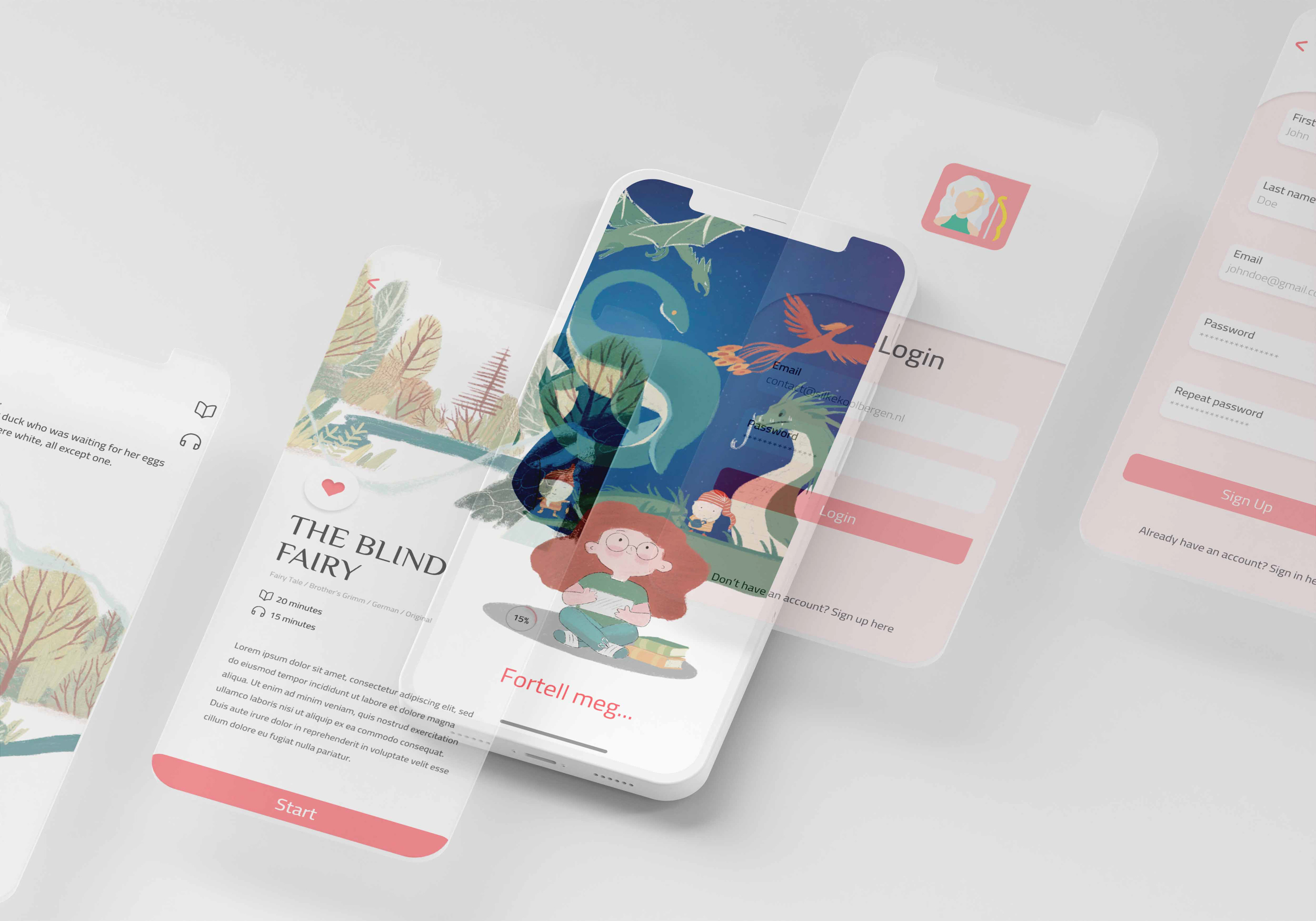 'fortell meg' app, UX design by Silke Koolbergen