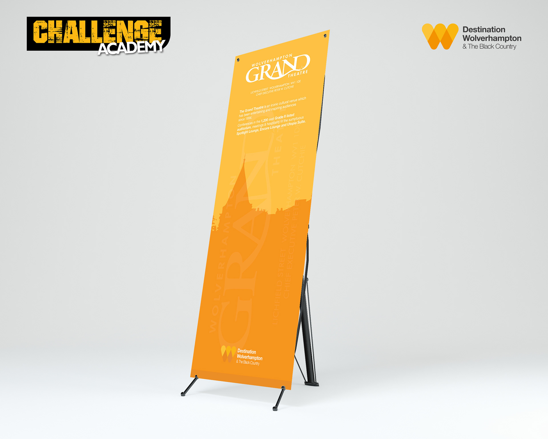 Example of one banner design on display