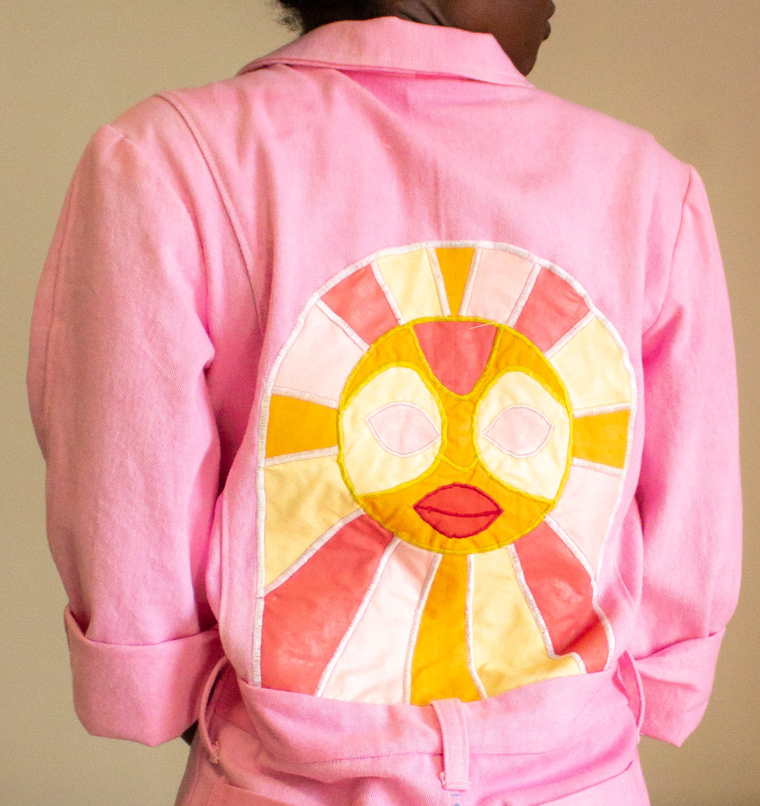 Hand painted and embroidered back