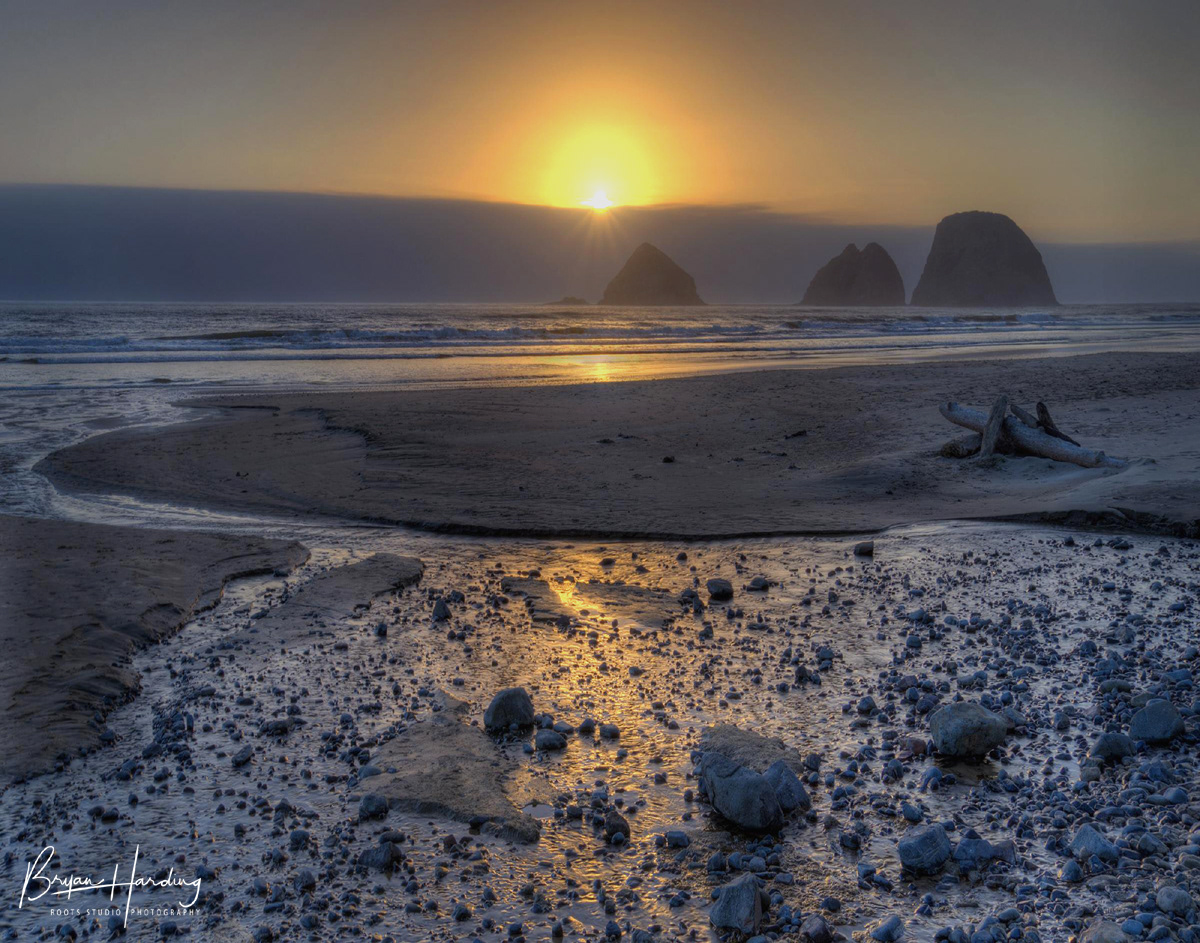 "Sunset at Three Arch National Wildlife Refuge" - Oceanside, Oregon