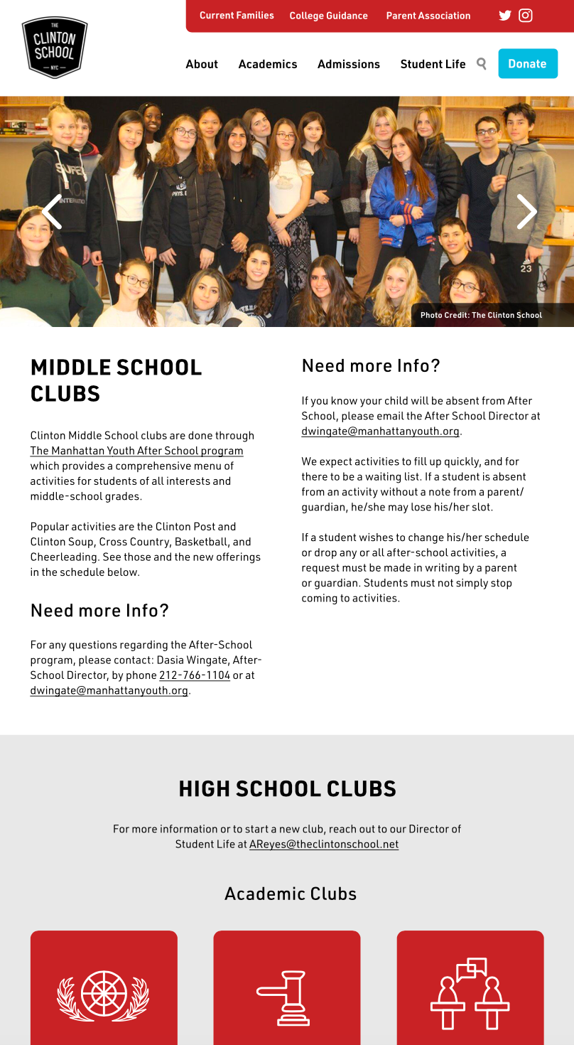 School Clubs Page (Frame)