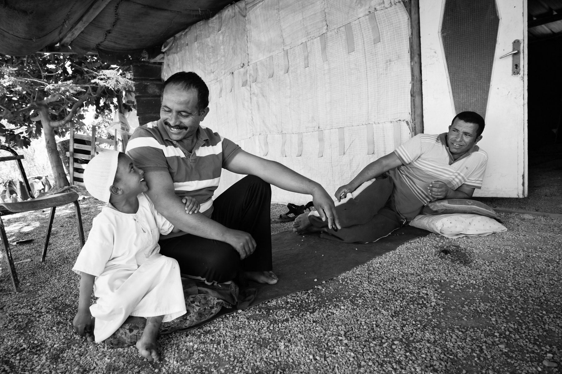 Gathering place for discussions and festivities, Bedouin settlement in Khan Al Ahmar. West Bank, May 2014