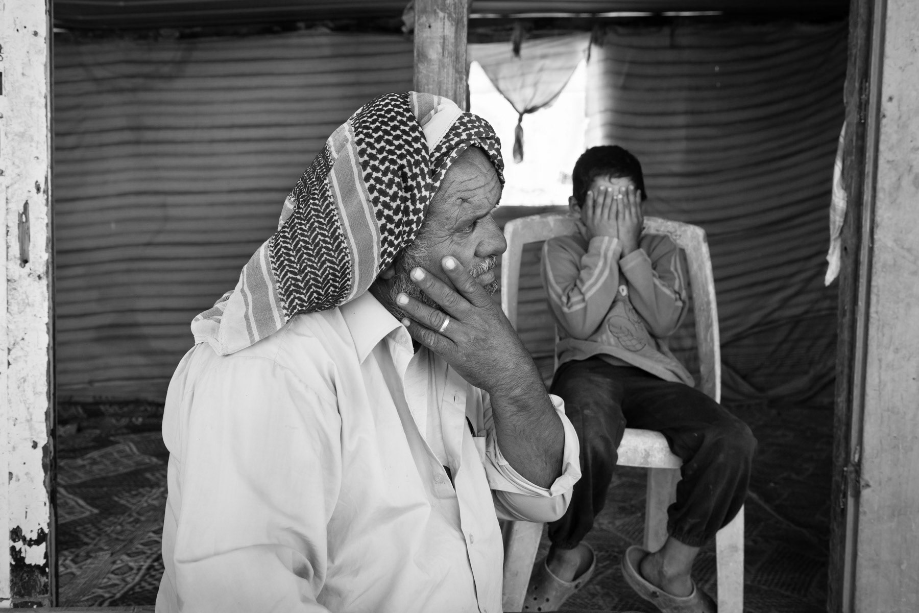 Chief of Khan Al Ahmar Bedouin community, Palestine, May 2014