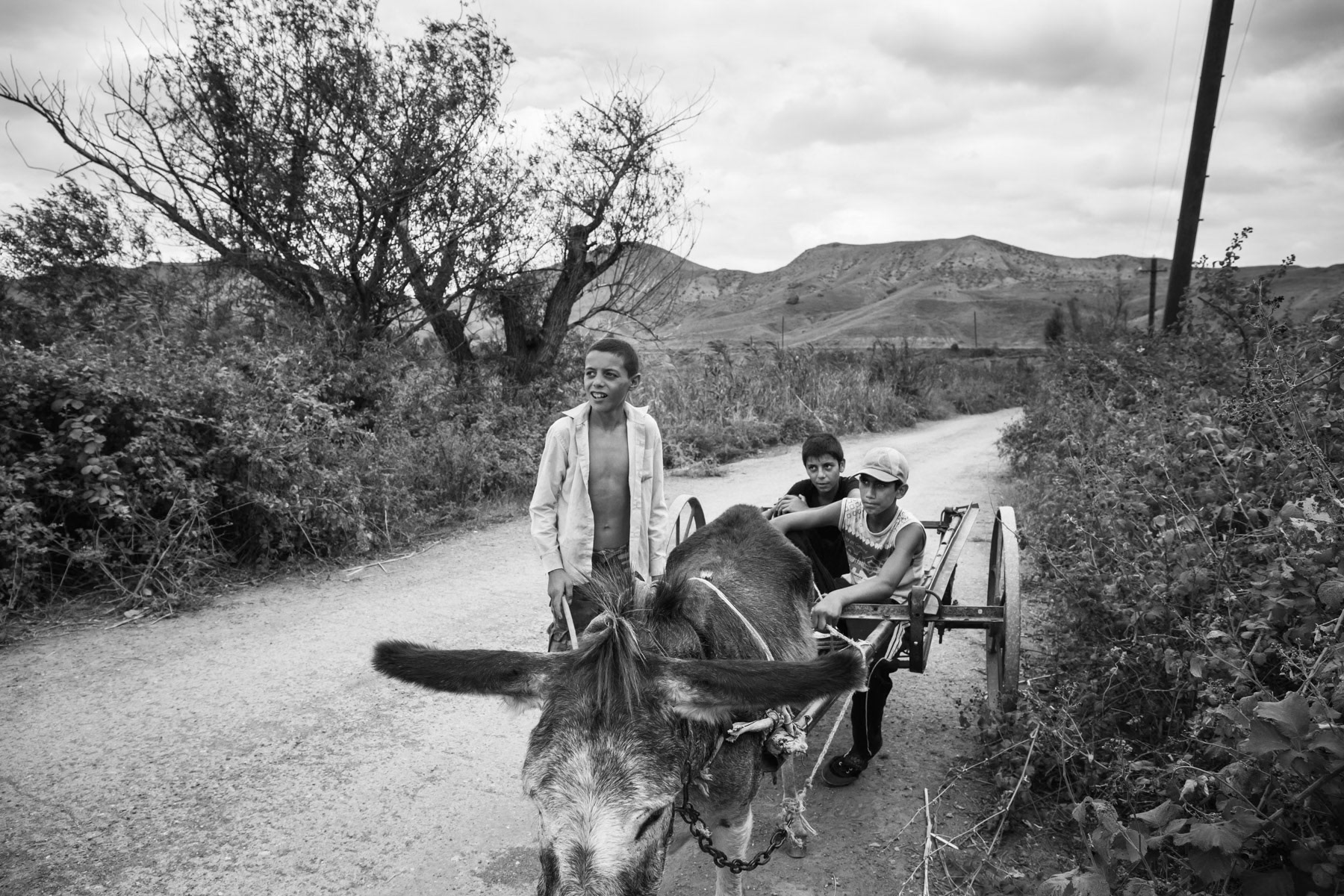 Armenian teenagers on their way to collect firewood. Kovsakan in Nagorno Karabakh, August 2016