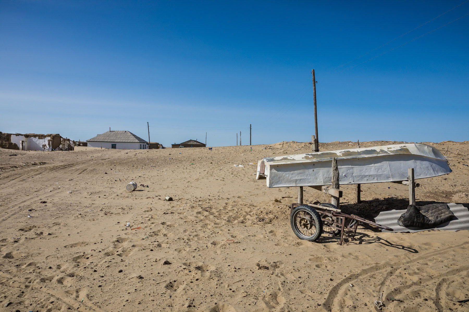 A village slowly overtaken by the desert. Akispey village used to be an important village along the shore of the Aral Sea but is now almost one hour drive to the closest access point. Aral Sea, Kazakhstan, June 2019