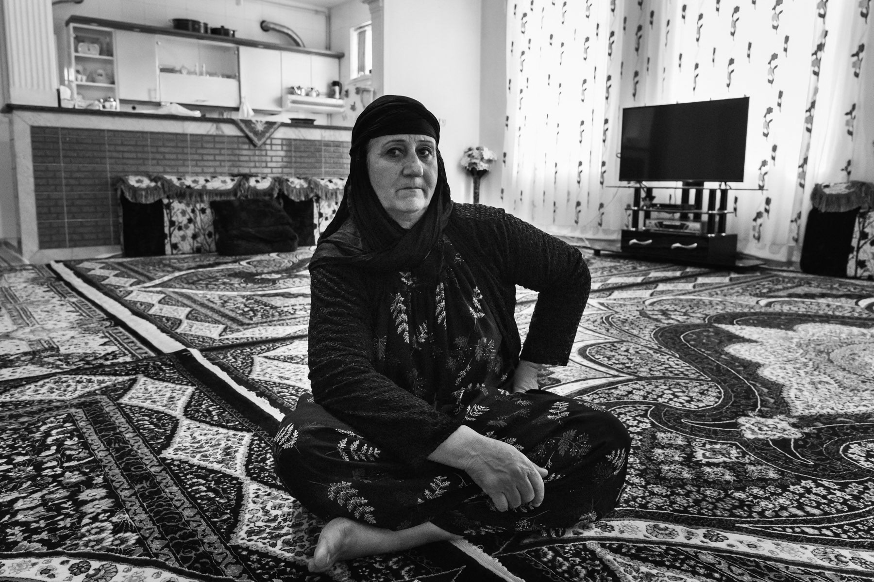 An ex resident of Zardeh and survivor of the chemical attack. Moved last year to the city 3 hours away to be closer to medical care and away from the dust and sand storms affecting the village. Kermanshah, Iran, April 2018