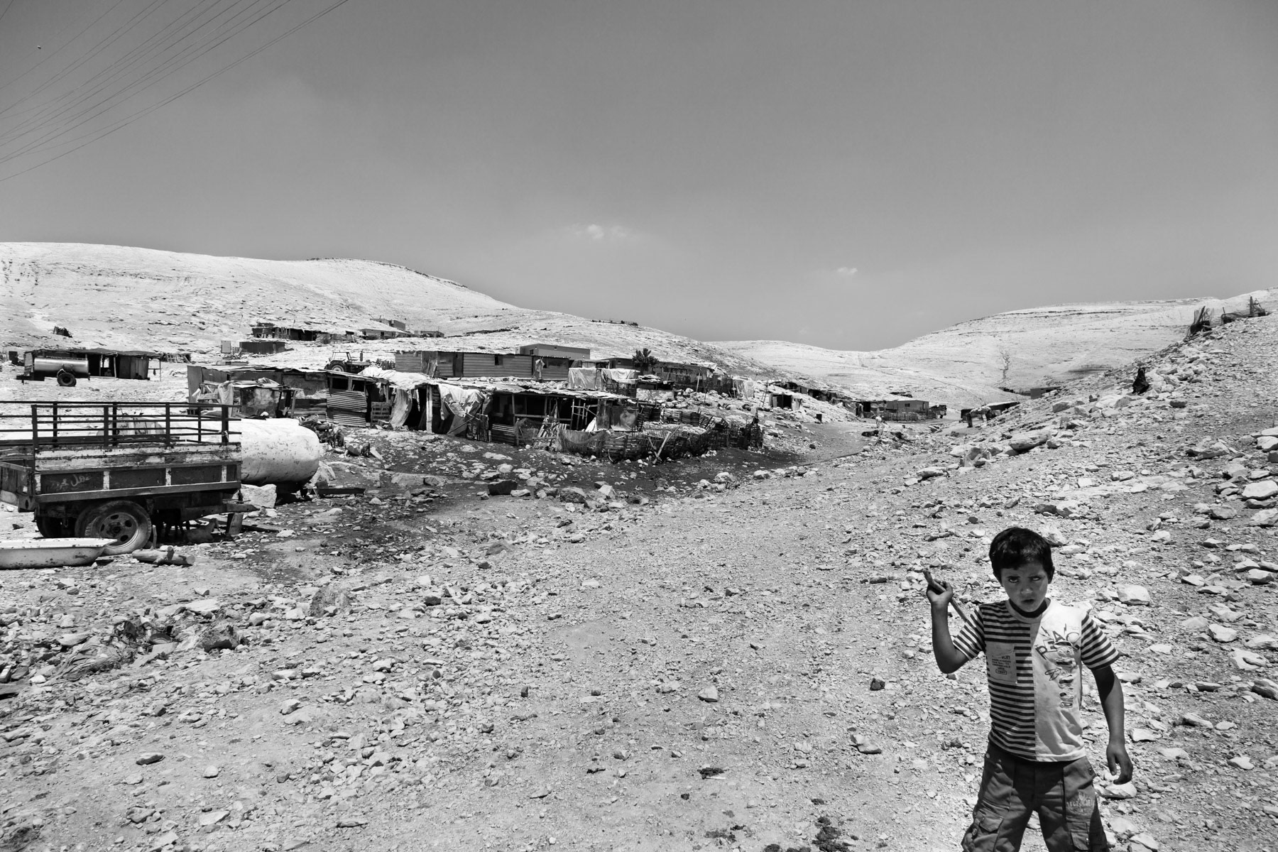 Jalahin tribe settlement, originally from the Negev desert, now in the E1 military zone East of Jerusalem and under constant threat of being expelled by the Israeli authorities. May 2014