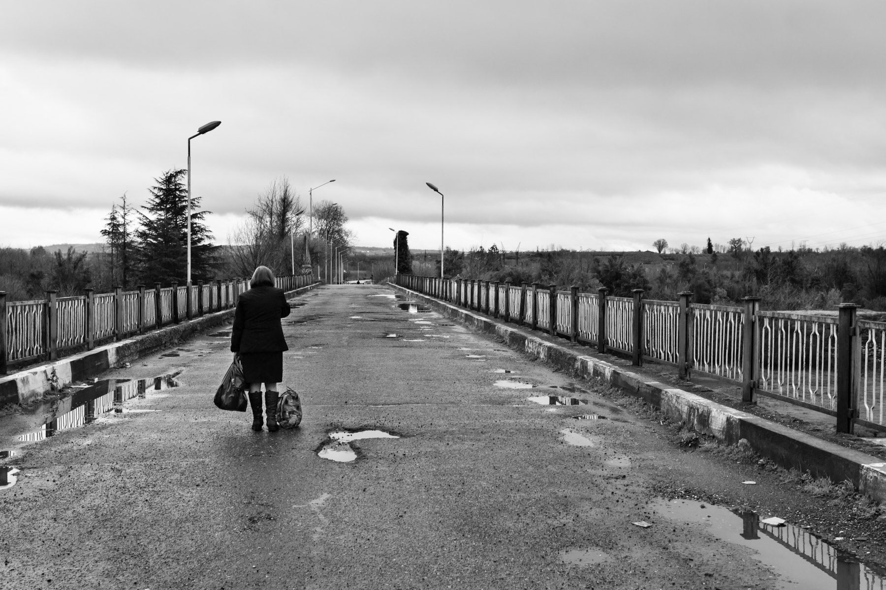 Pedestrian border crossing between Abkhazia and Georgia, the only passage between Georgia and the break-away Republic of Abkhazia. March 2014