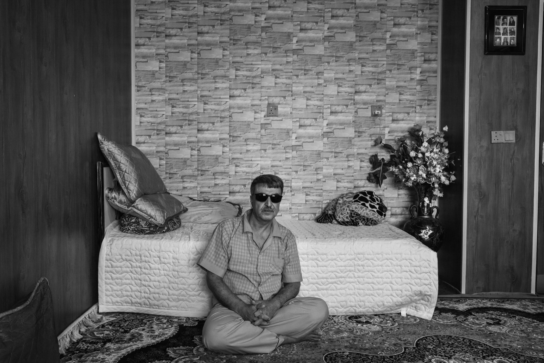 Sabah had a cornia lens transplant in Teheran 2 weeks ago and won't be able to go outside in daylight for 6 months. As such surgery is not available in Kurdistan, patient's only hope of not going blind is to receive specialized care in Iran. He is a victim of the Halabja chemical attack and lost 19 members of his wider family. He has only one surviving sister who suffers from severe mental illness. Halabja, Iraq, August 2018