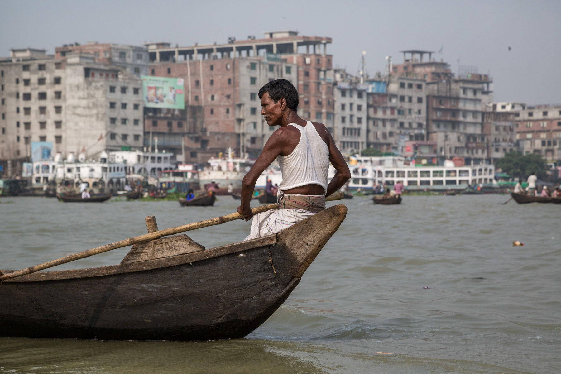 Passanger boat, Buriganga river in Dhaka, Bangladesh, October 2014