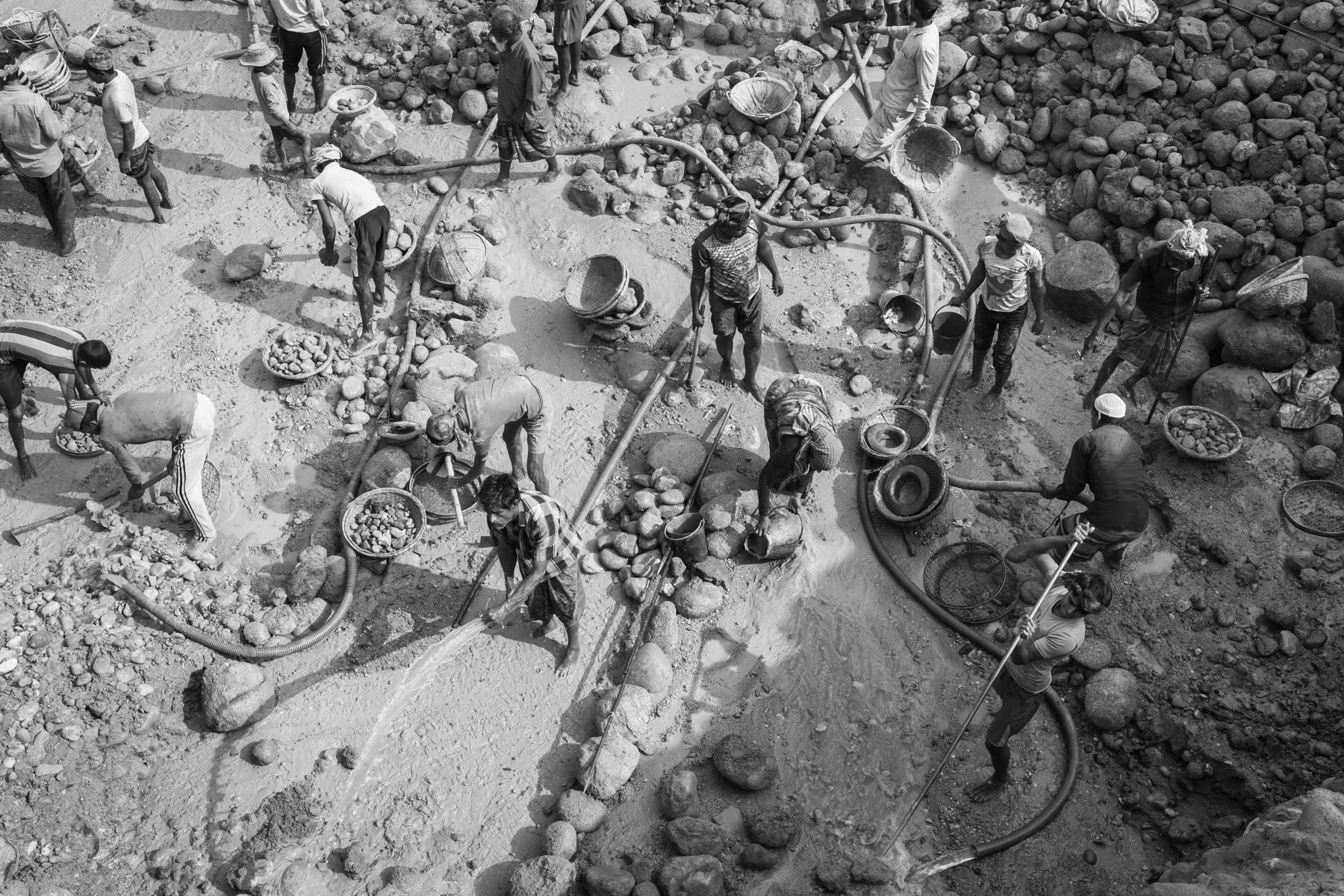 Goyain riverbed where stones for the contruction sector are being extracted, Jaflong, Bangladesh, December 2015