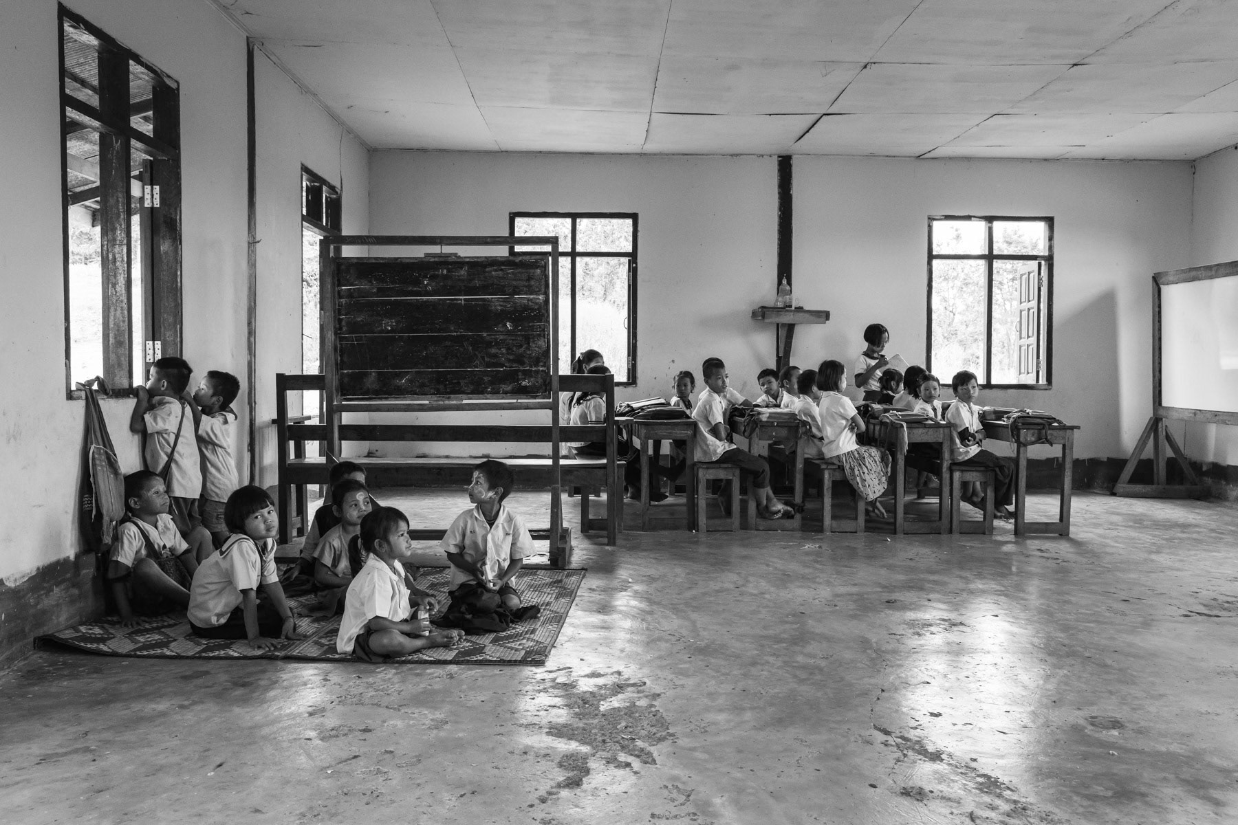 Class for young girls and boys of the Karen ethnic minority, Lae Gho village, Kayin State, Myanmar, November 2018