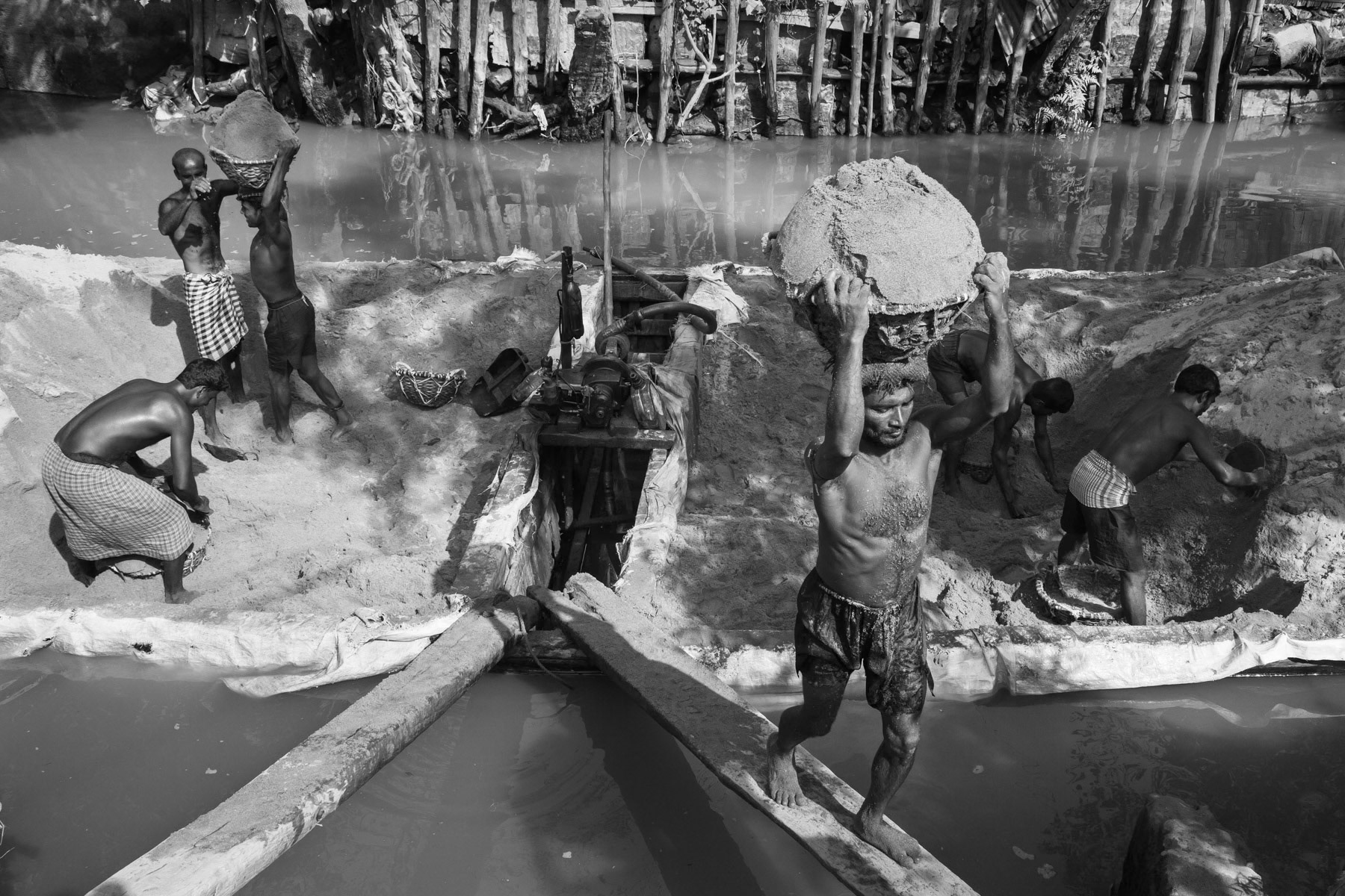 Sand delivery by barge, Karnaphuli waterways, Chittagong, October 2014