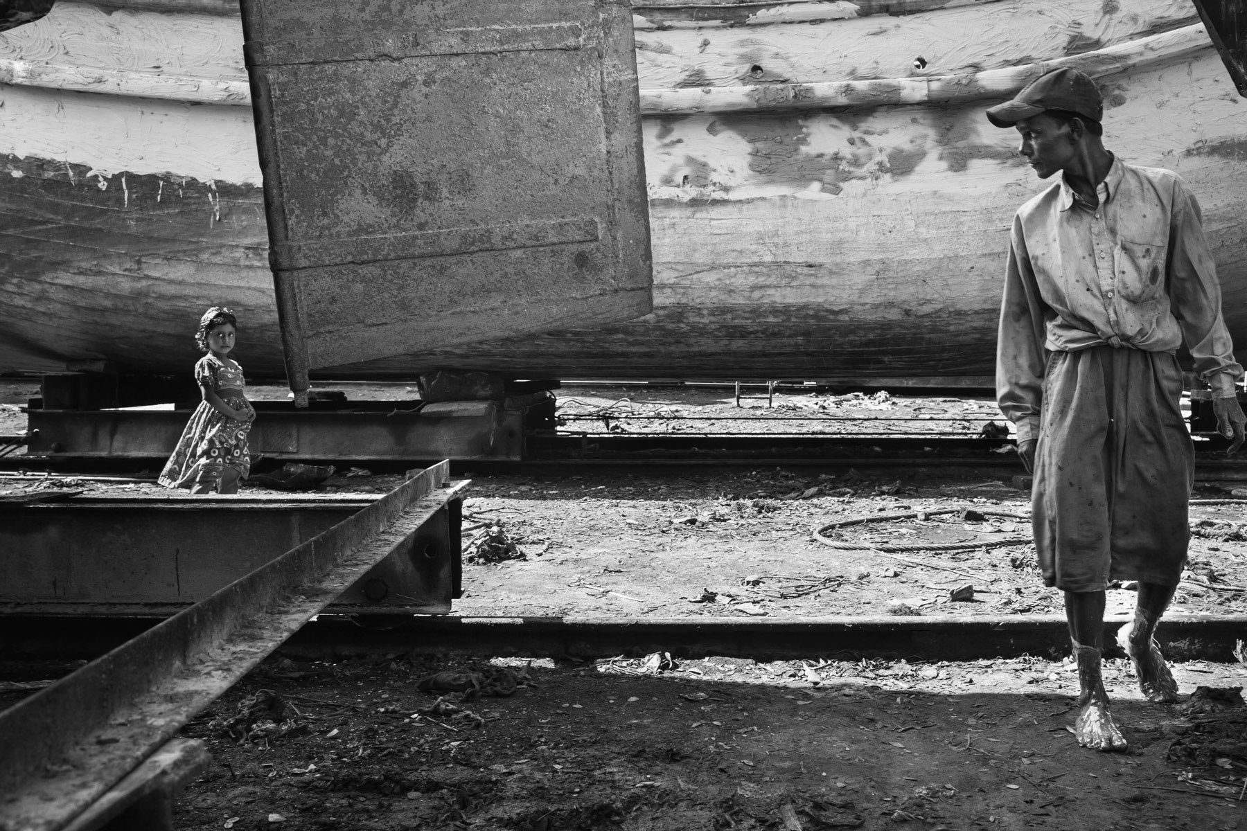 Shipyard for fishing boat repair along the Karnaphuli river, Chittagong, Bangladesh, October 2014