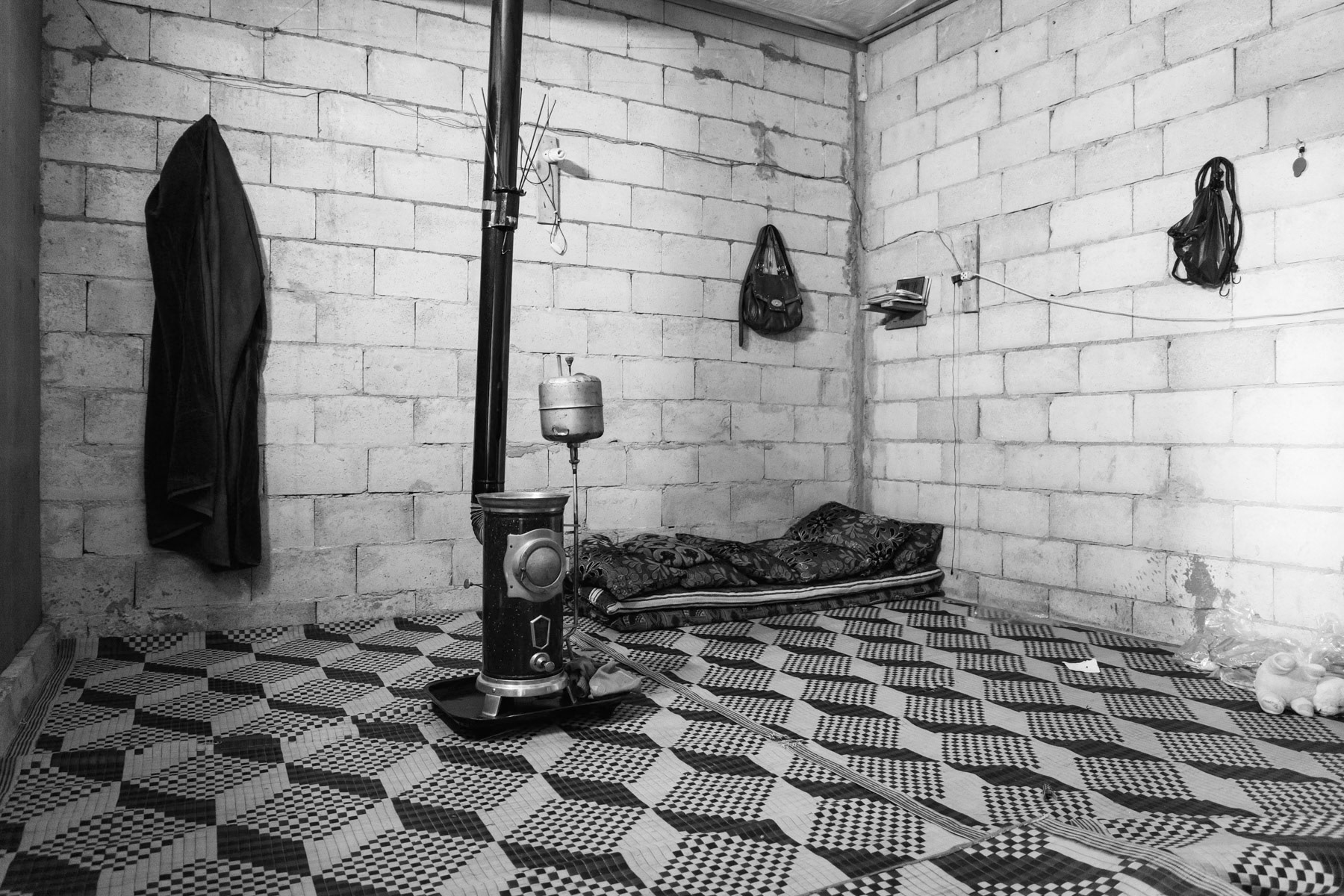 Shelter in an unfinished building rented by Syrian refugees, Akkar in Tripoli region of Lebanon, March 2016