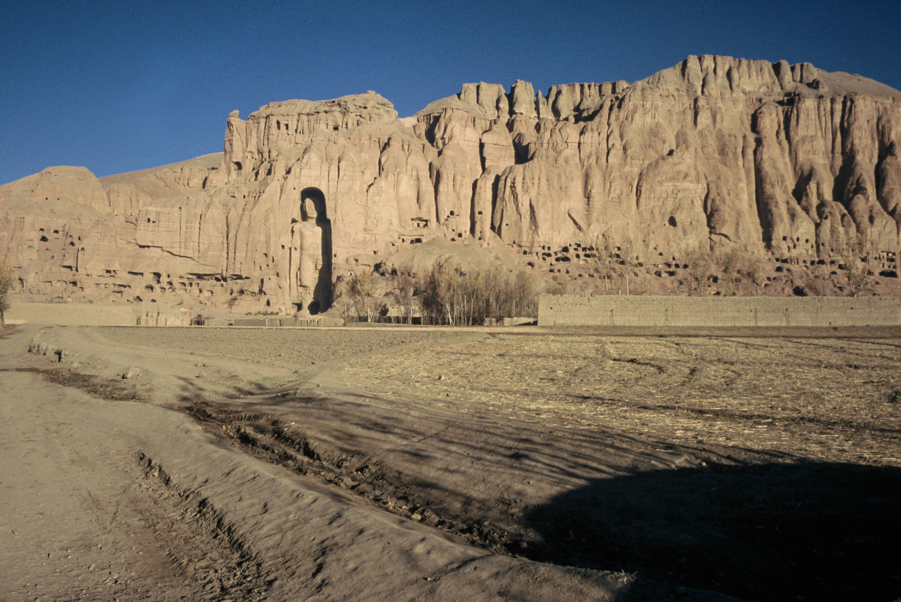 The Buddha statues valley dating from the 6th century and destroyed by the first Taliban regime in 2001. Bamyian, Afghanistan, 1995