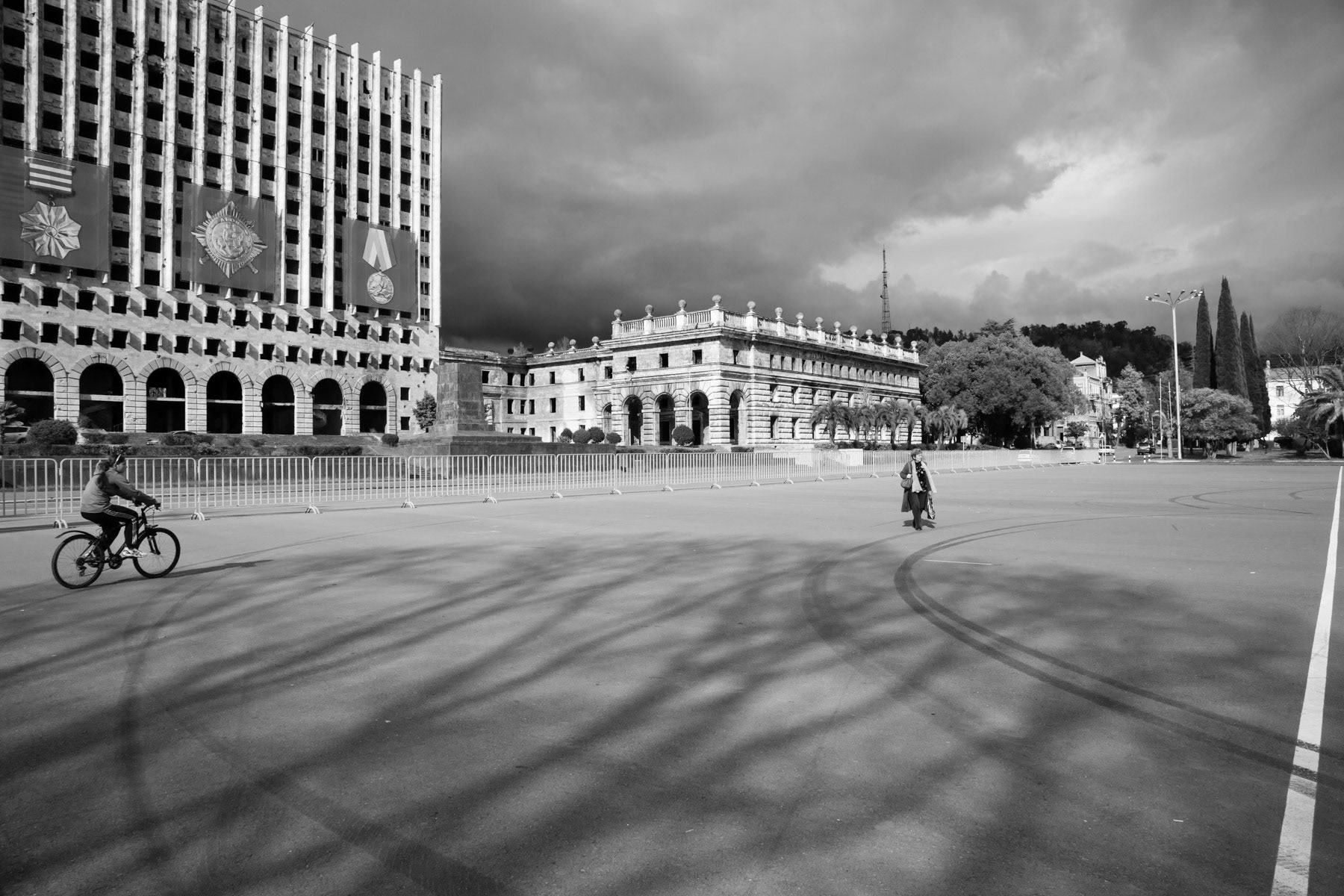 Square where official celebrations are held, in front of the destroyed government house, Sukhumi, March 2014
