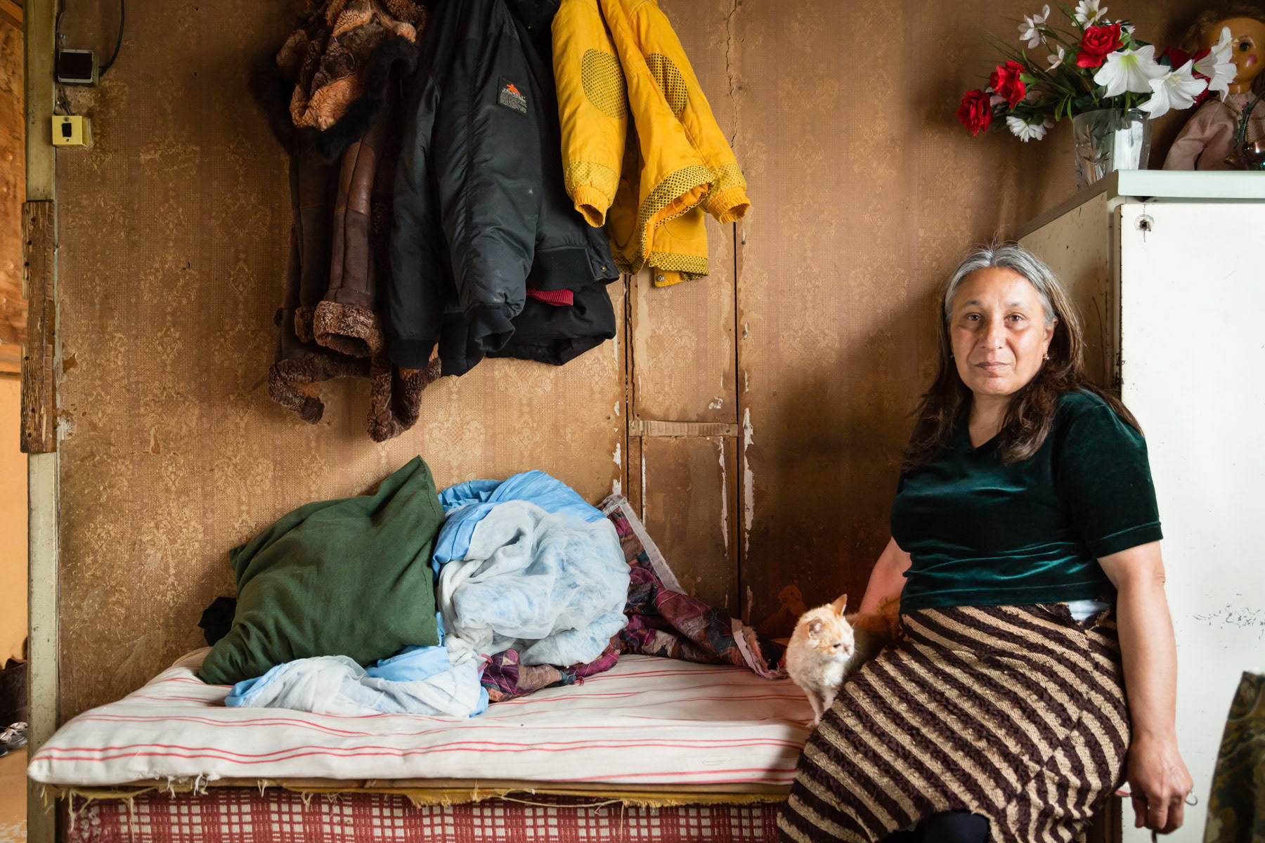 Living in a temporary structure in wood for the past twenty-five years, Garadok domik settlement in Vanadzor, July 2014