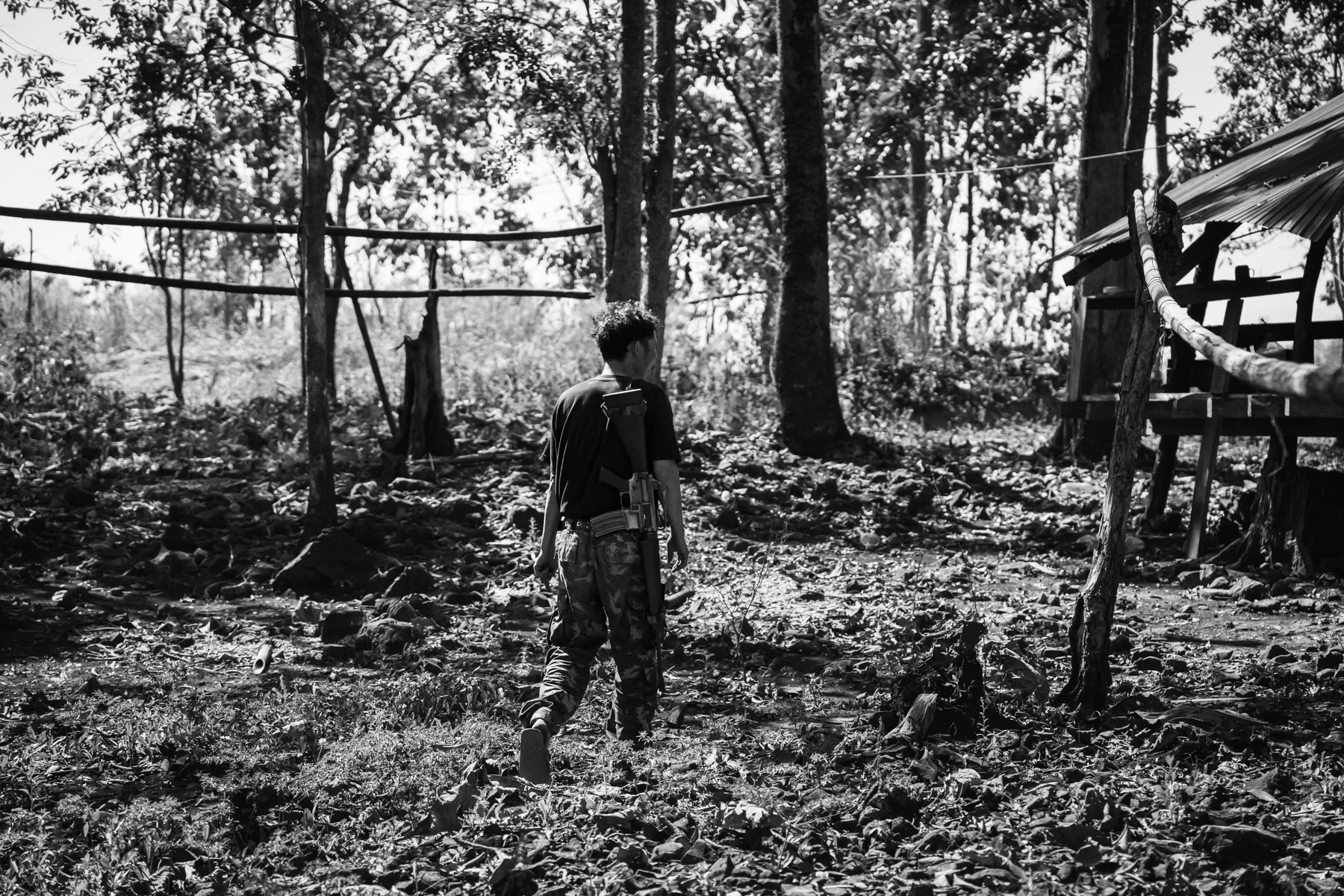 A soldier of the Karen National Liberation Army (KNLA) at an outpost near the Kanele frontline in Karen State, Myanmar, January 2024
