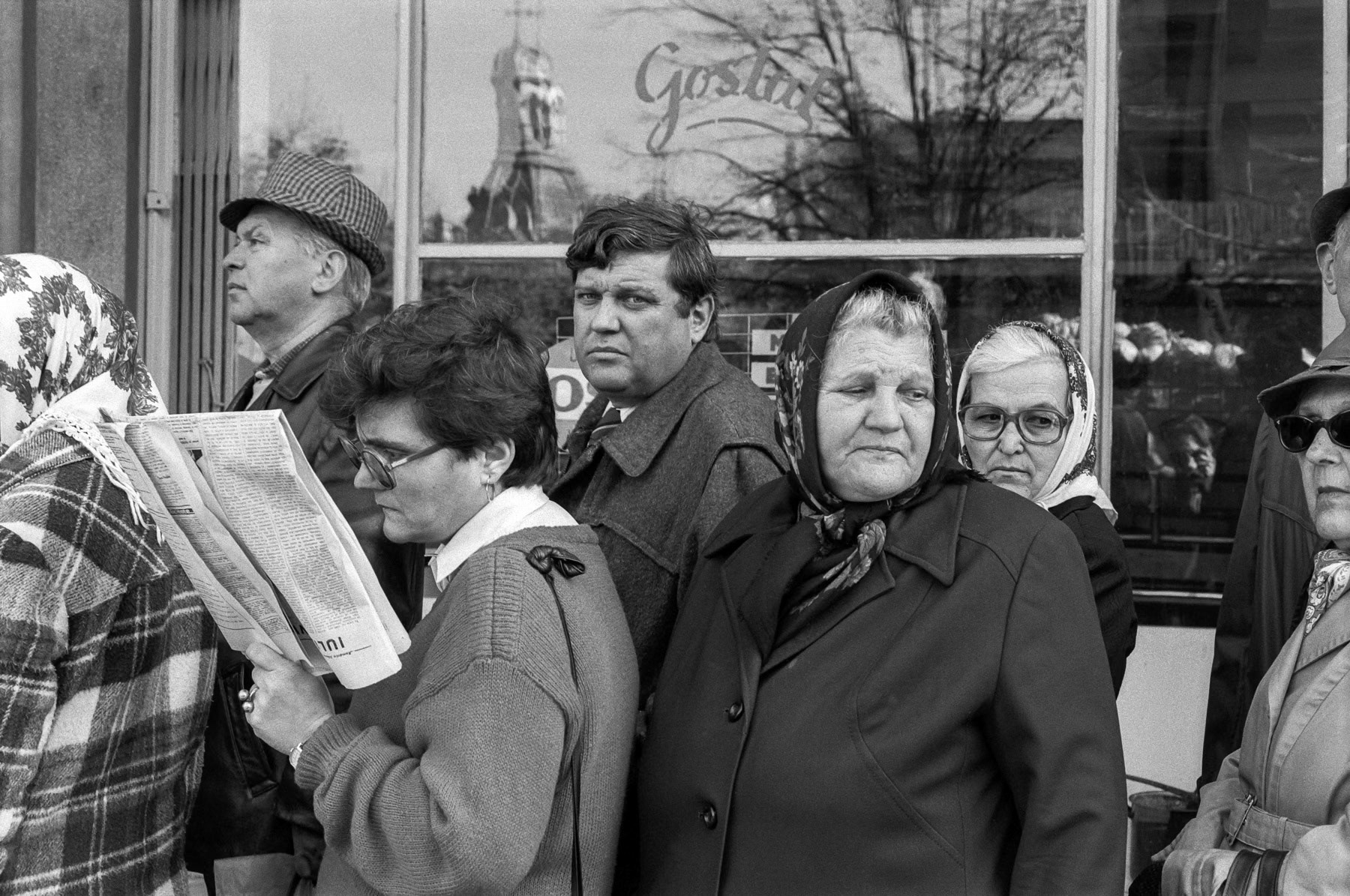 Queuing for food, Bucharest, Romania, October 1990