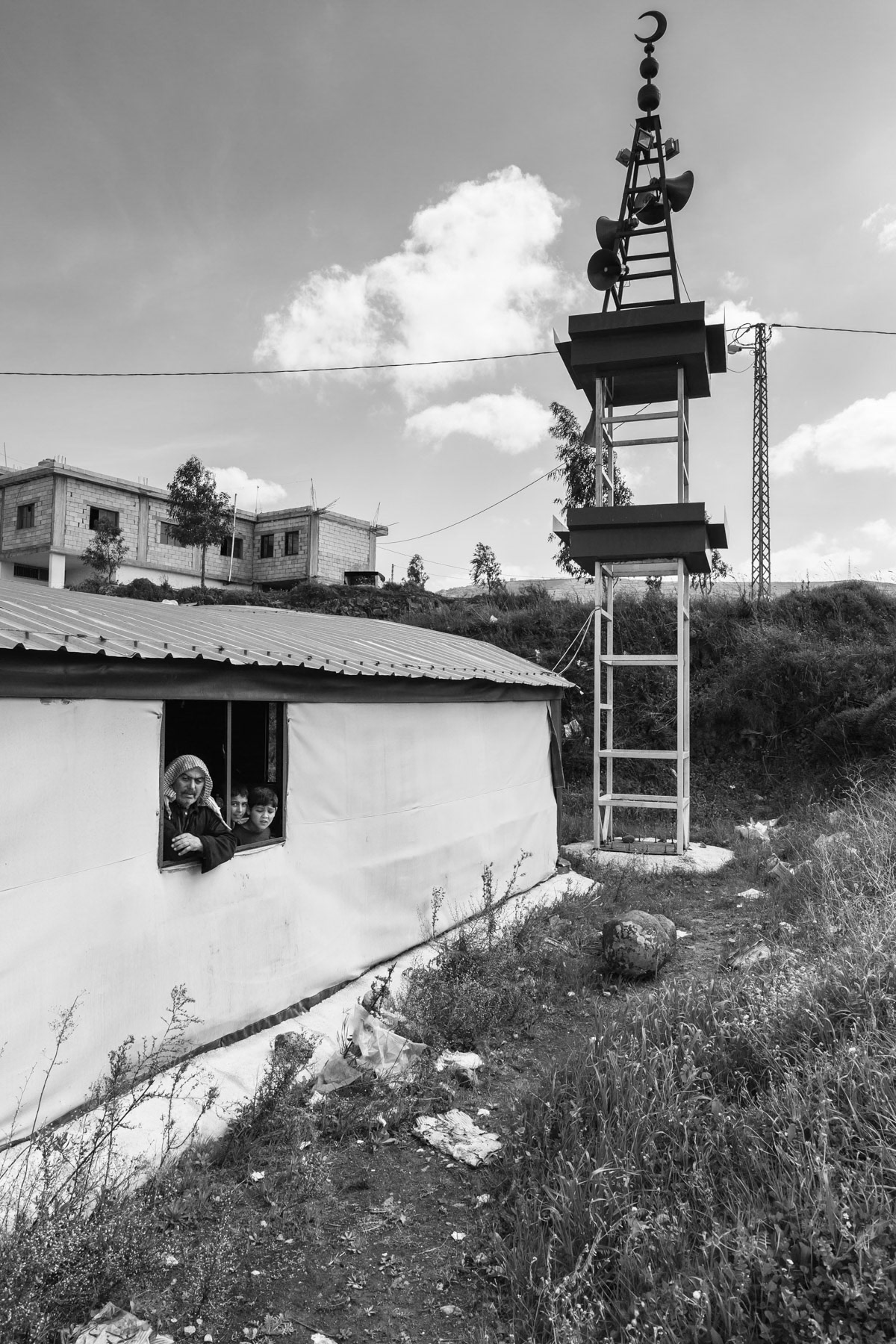 Makeshift mosque for Syrian refugees from Homs, Akkar district, Lebanon, March 2016