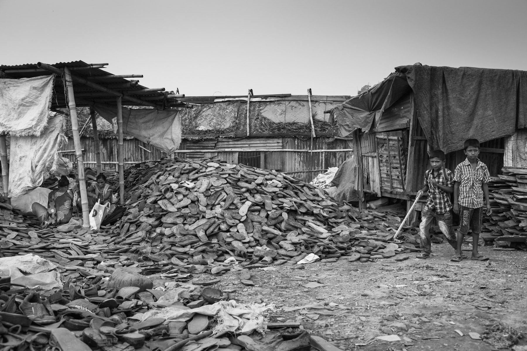 Informal recycling operations adjacent tanneries, Hazirabagh in Dhaka, Bangladesh, October 2014