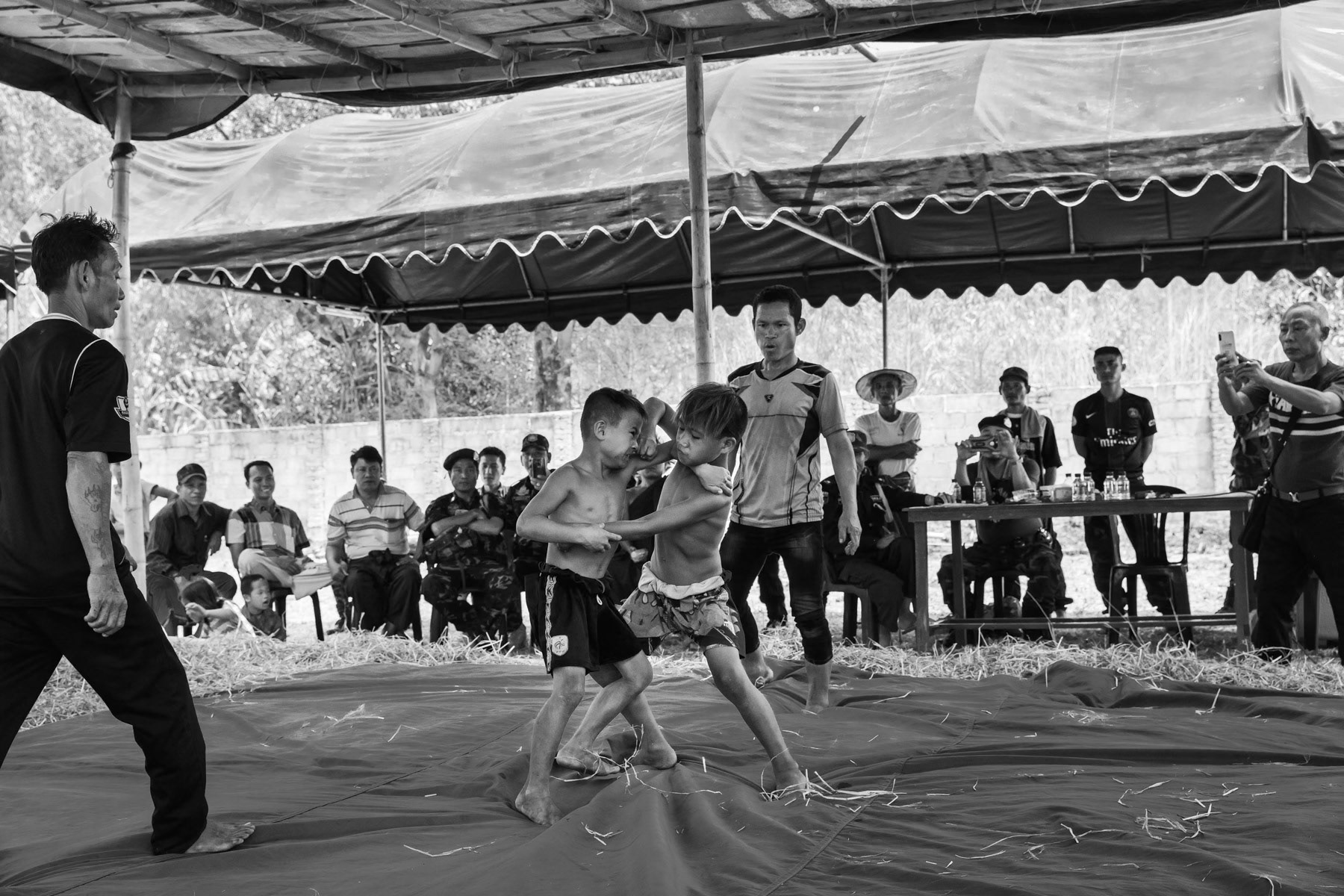 Karen children competing in a traditional Karen boxing tournament in Waw Lay, Kayin State, Myanmar, March 2019