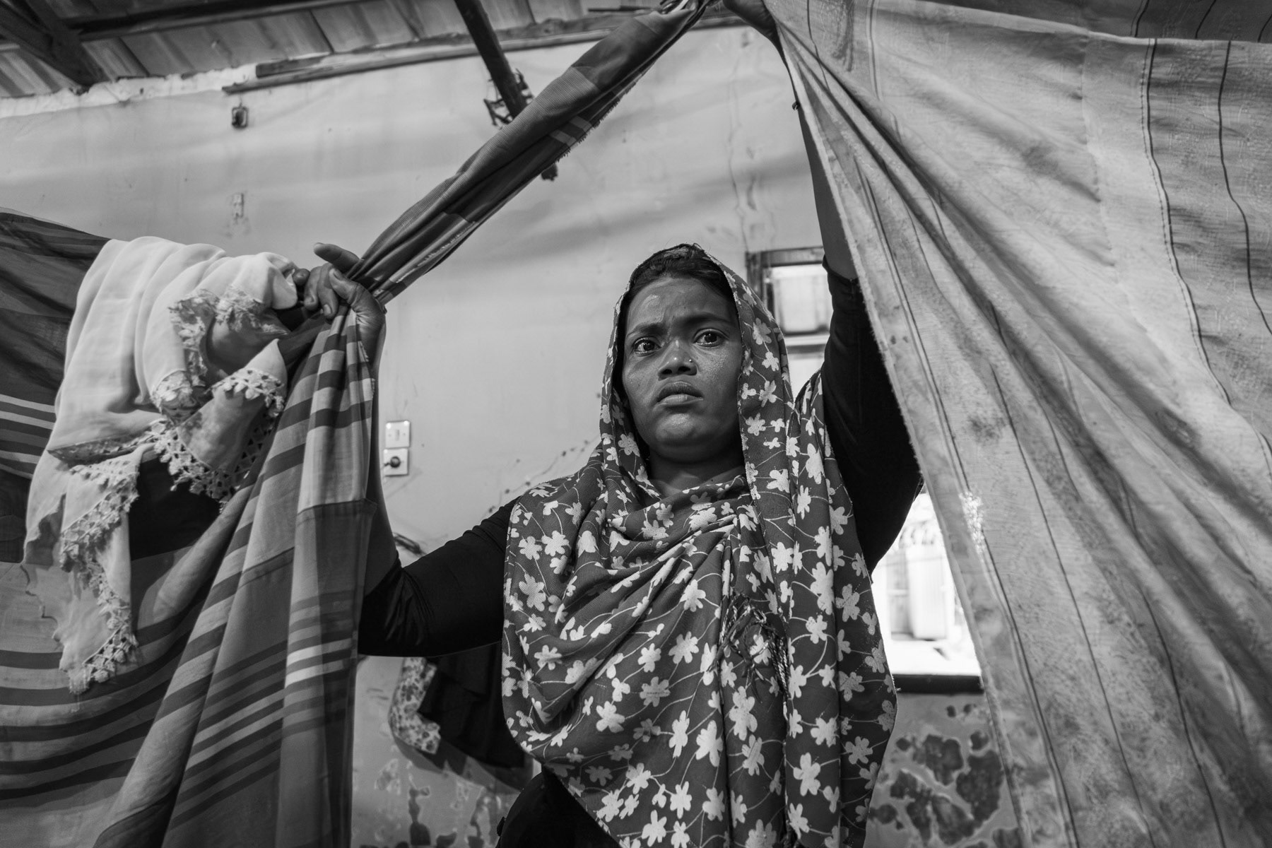 Woman from the Rohingya minority who escaped from Rakhine in Myanmar via Bangladesh in unseaworthy boats. The sea crossing takes usually 30-40 days and many people die due to exposure, lack of water and disease. Padang Pijie, Sumatra, Indonesia, October 2023
