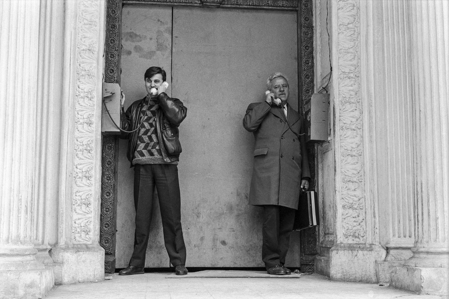 Public phone in central Bucharest, April 1991