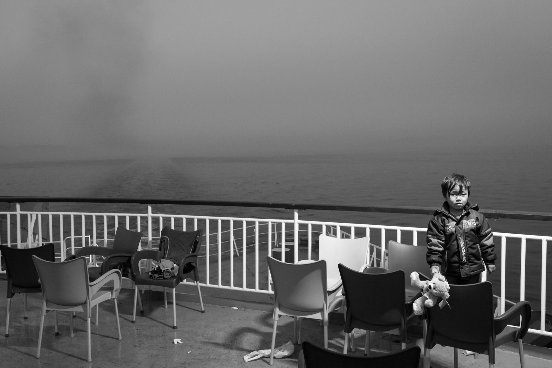 Ferry chartered for refugees between Levbos island and Athens, November 2015