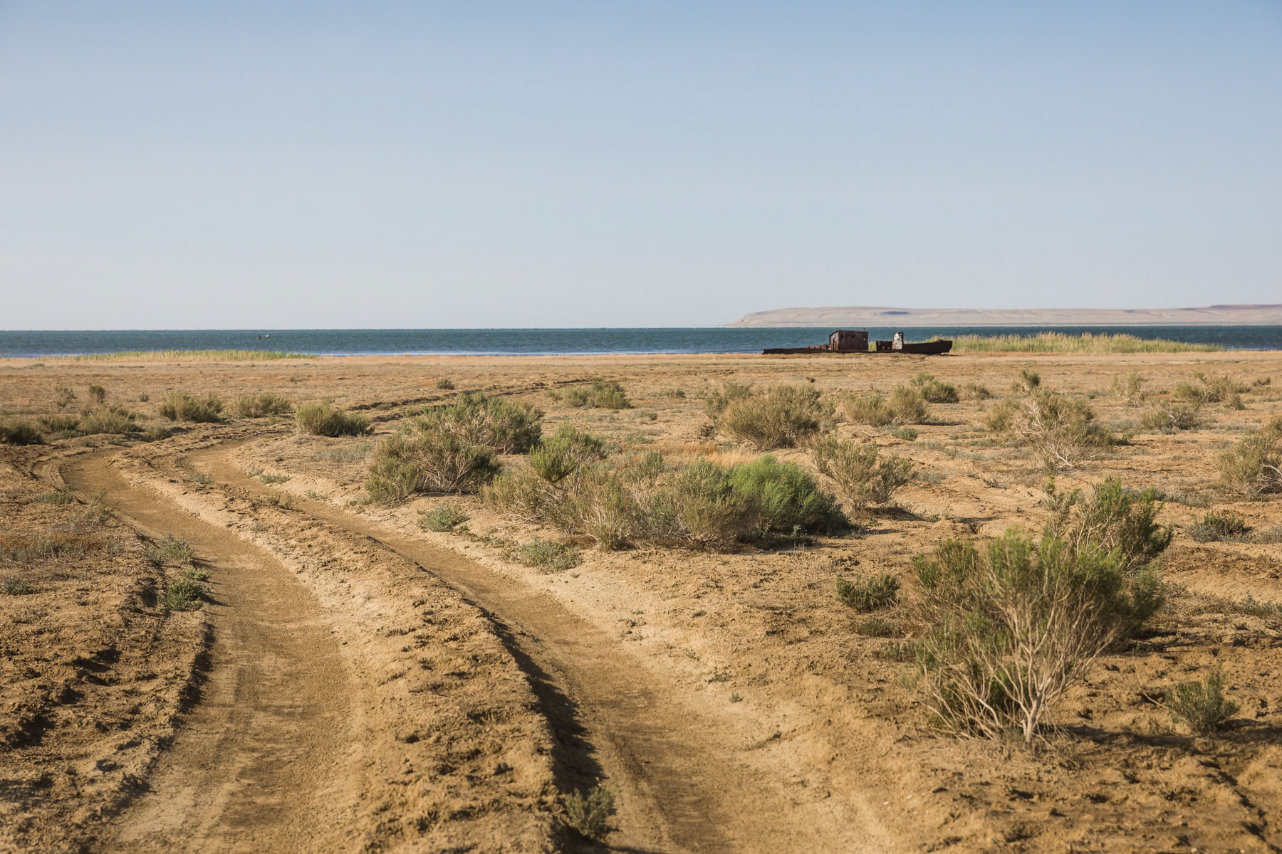 Road along the Aral Sea towards Akbasty, Kazakhstan, June 2019