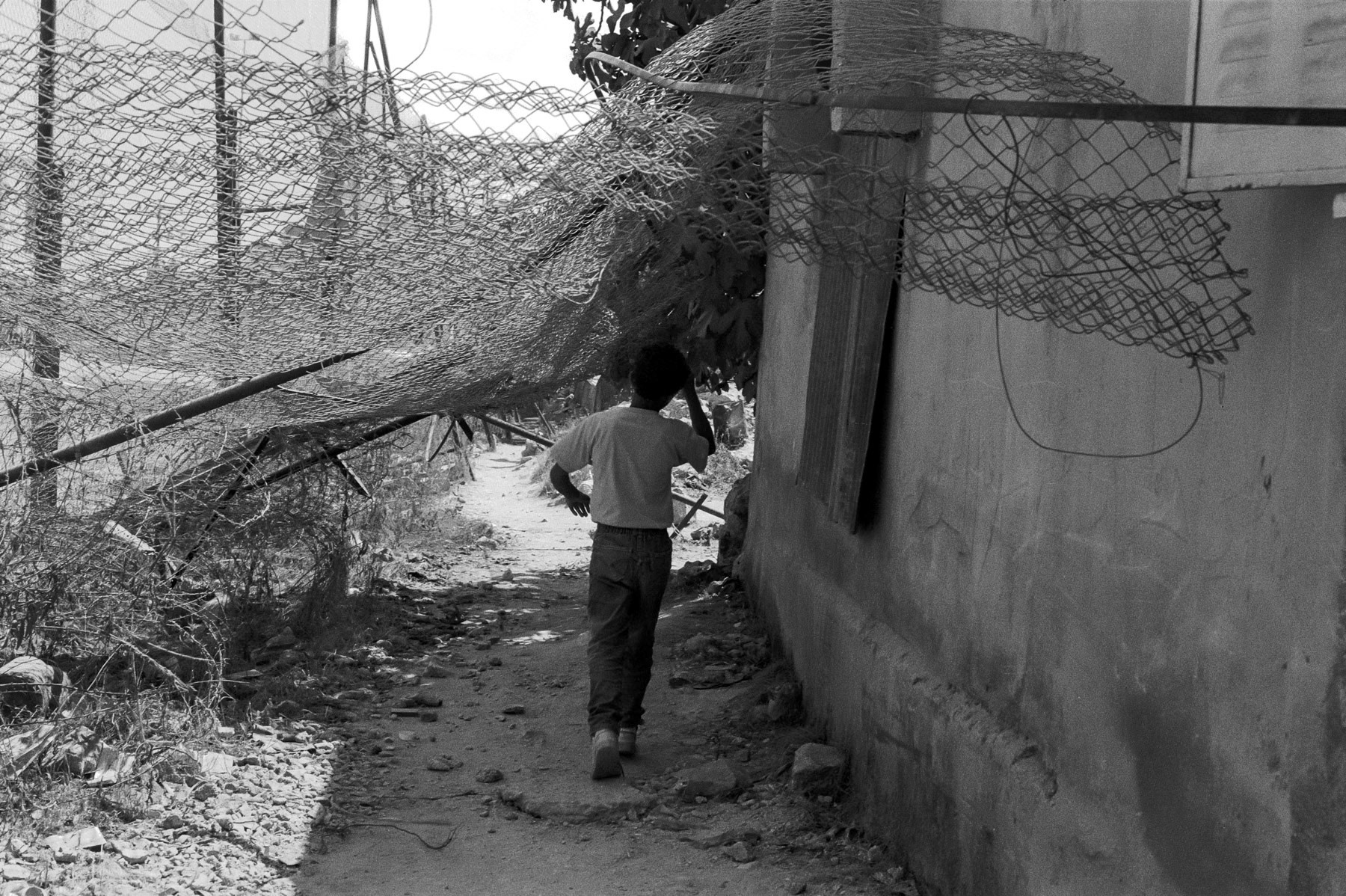 Outer fence of Dheisheh refugee camp, Bethlehem, 1992
