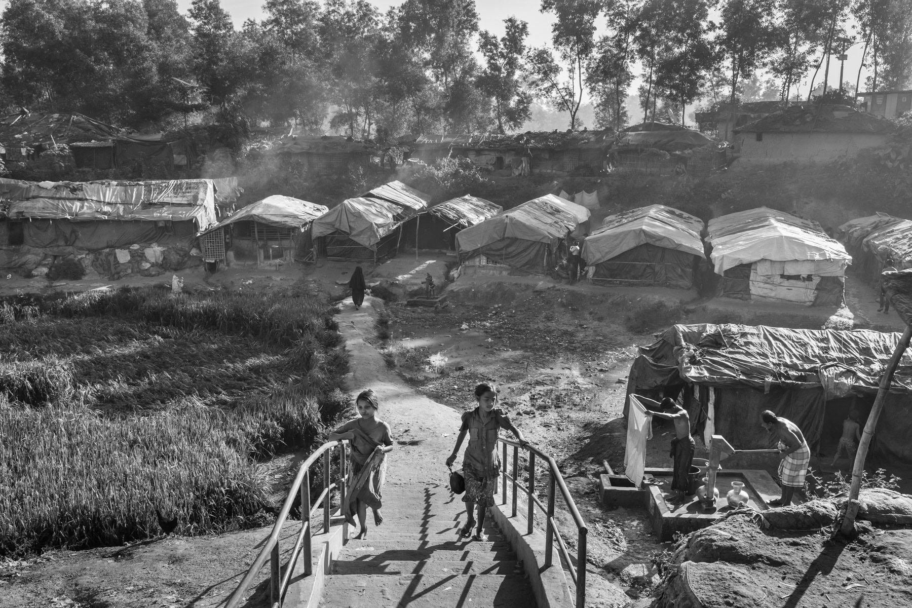 A new extension of the already huge Kutupalong refugee camp to shelter a part of the 650,000 newly arrived Rohingya refugees. Kutupalong camp is now sheltering Rohingya victims of the 1978, 1992, 2008, 2012, 2016 and 2017 ethnic cleansing campaigns. By the end of 2017 nearly one million Rohingya refugees live in Kutupalong, Bangladesh, November 2017