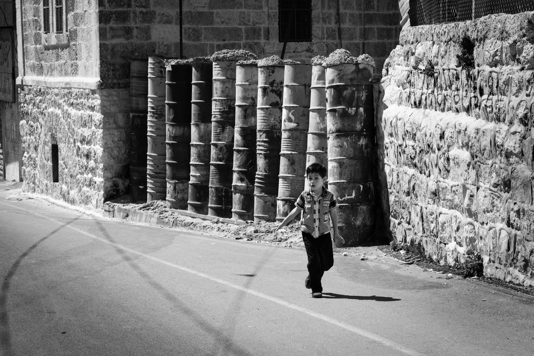 Blocked streets in Hebron, Palestine, August 2013