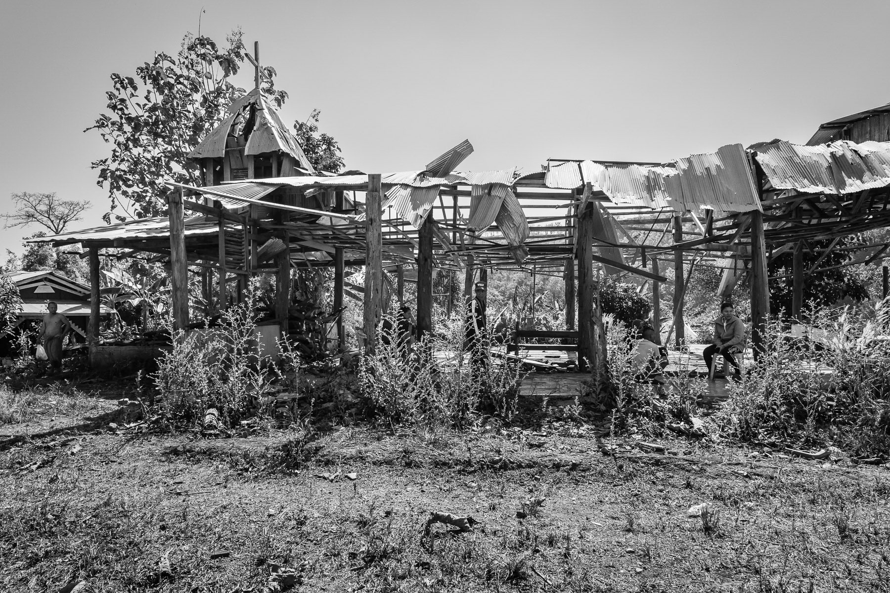 A church destroyed by junta airstrikes in a Karen village near a KNLA base. Pa Nwe Poe Klo, Kayin State, Myanmar, January 2025